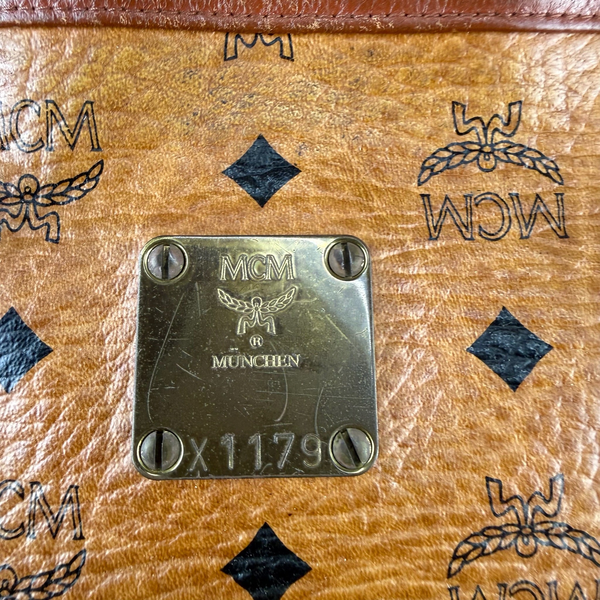 Authentic MCM Visetos Cognac Zip Shoulder Tote