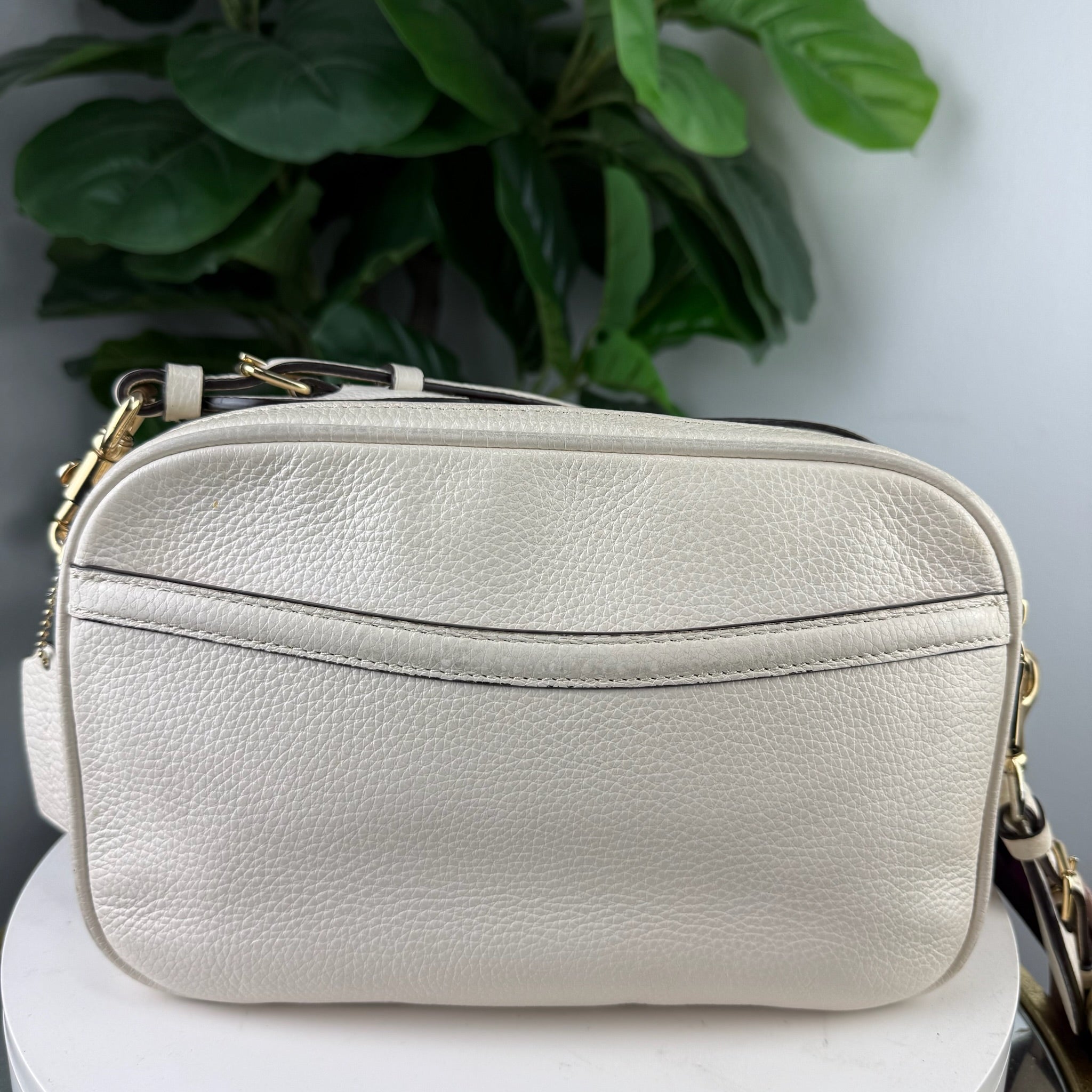 Authentic Coach Horse and Carriage Leather Camera Bag - Cream