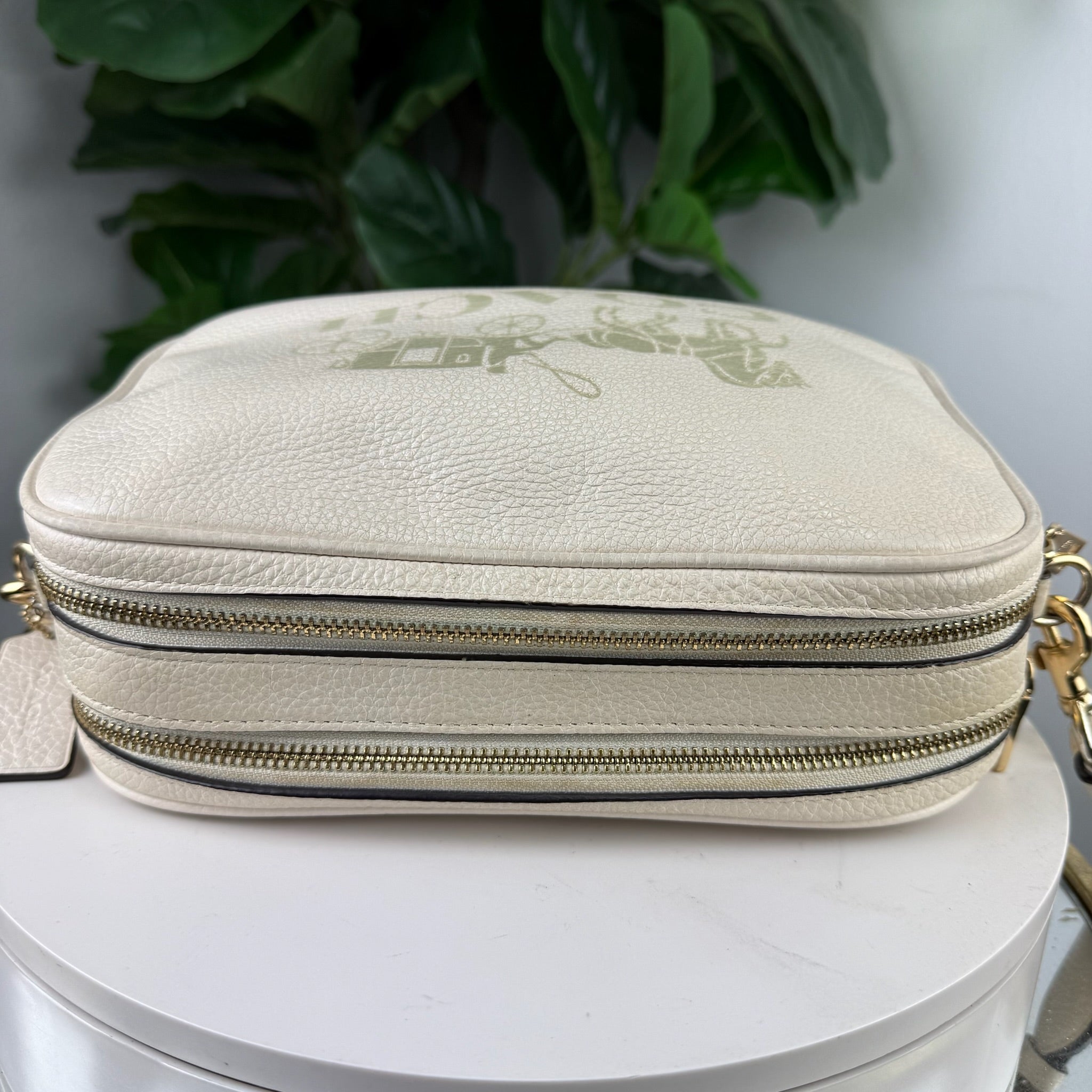 Authentic Coach Horse and Carriage Leather Camera Bag - Cream