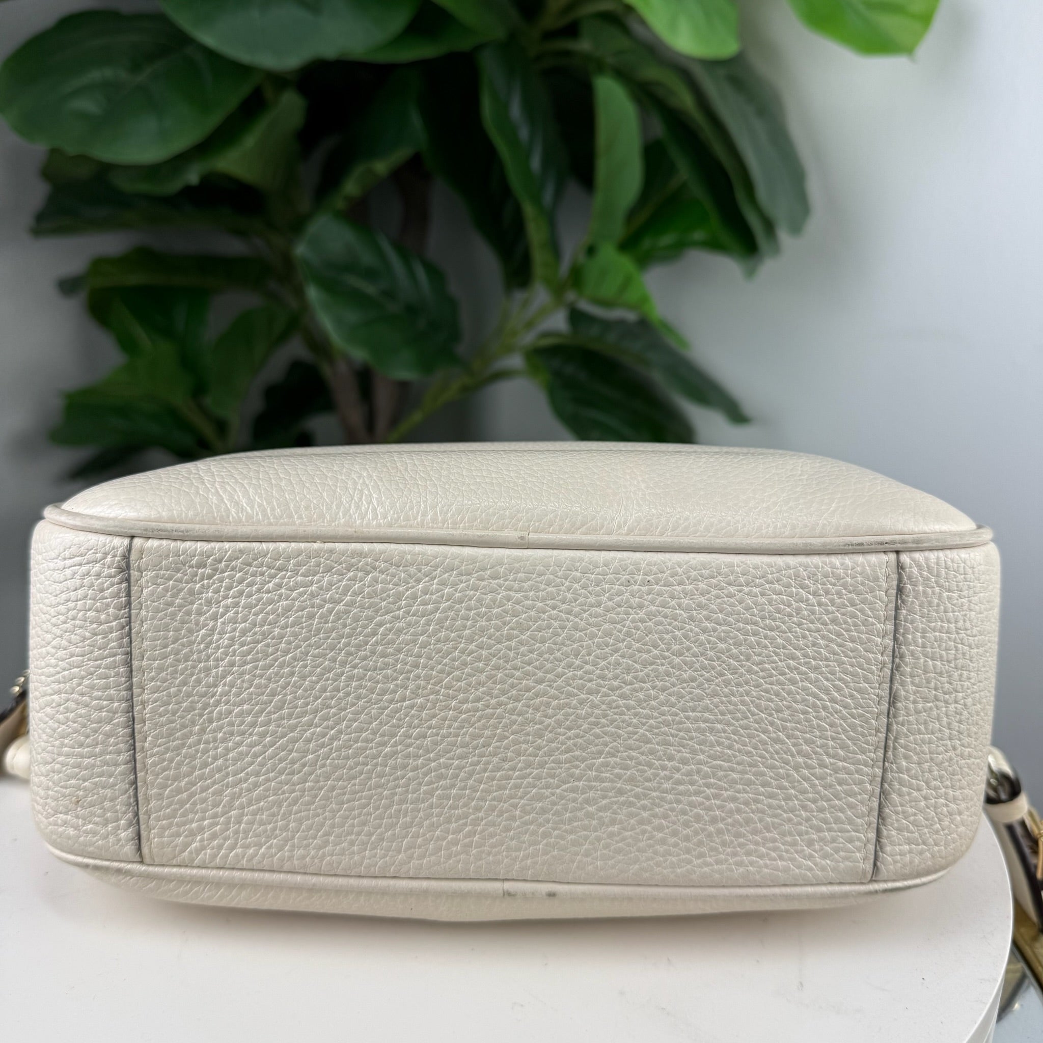 Authentic Coach Horse and Carriage Leather Camera Bag - Cream