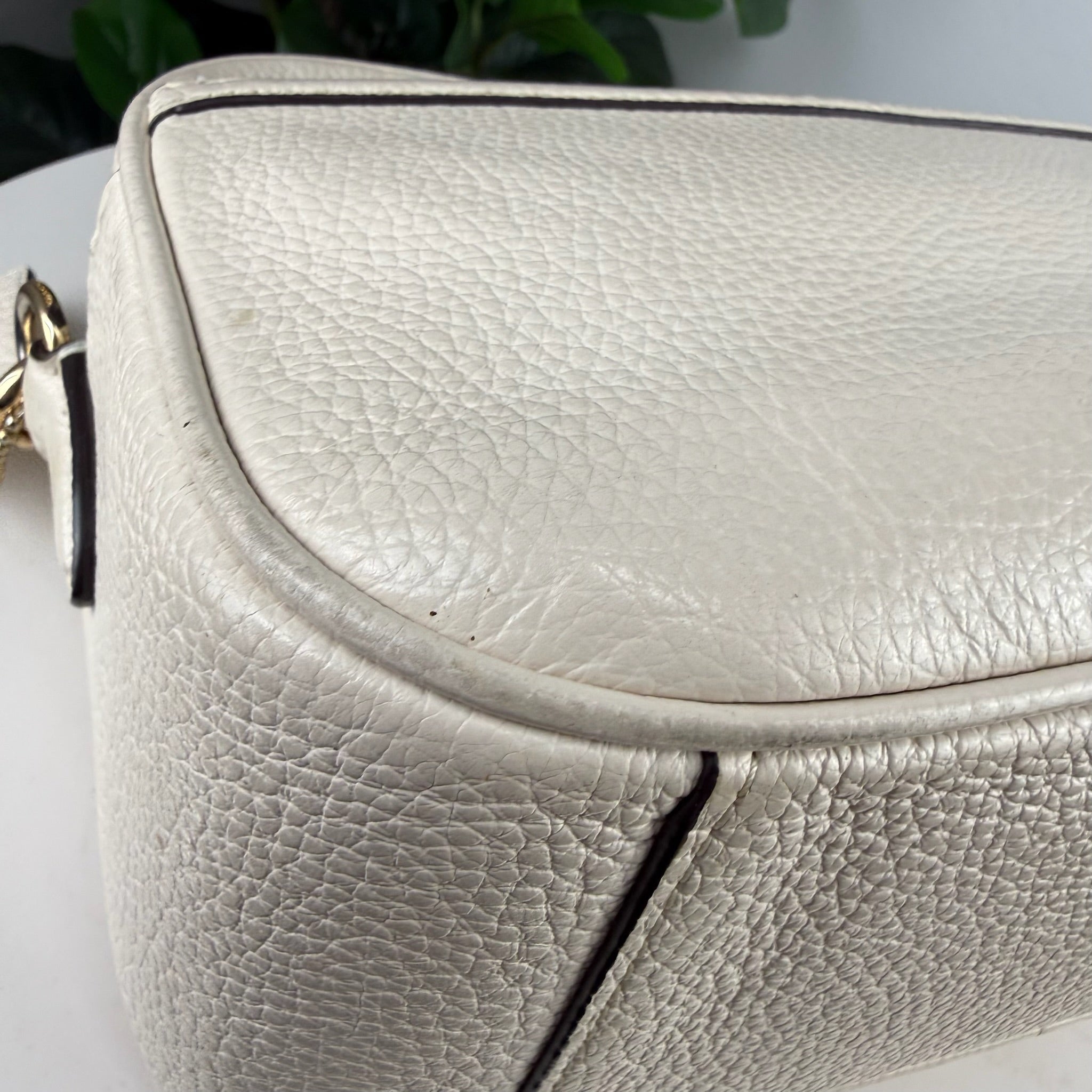 Authentic Coach Horse and Carriage Leather Camera Bag - Cream