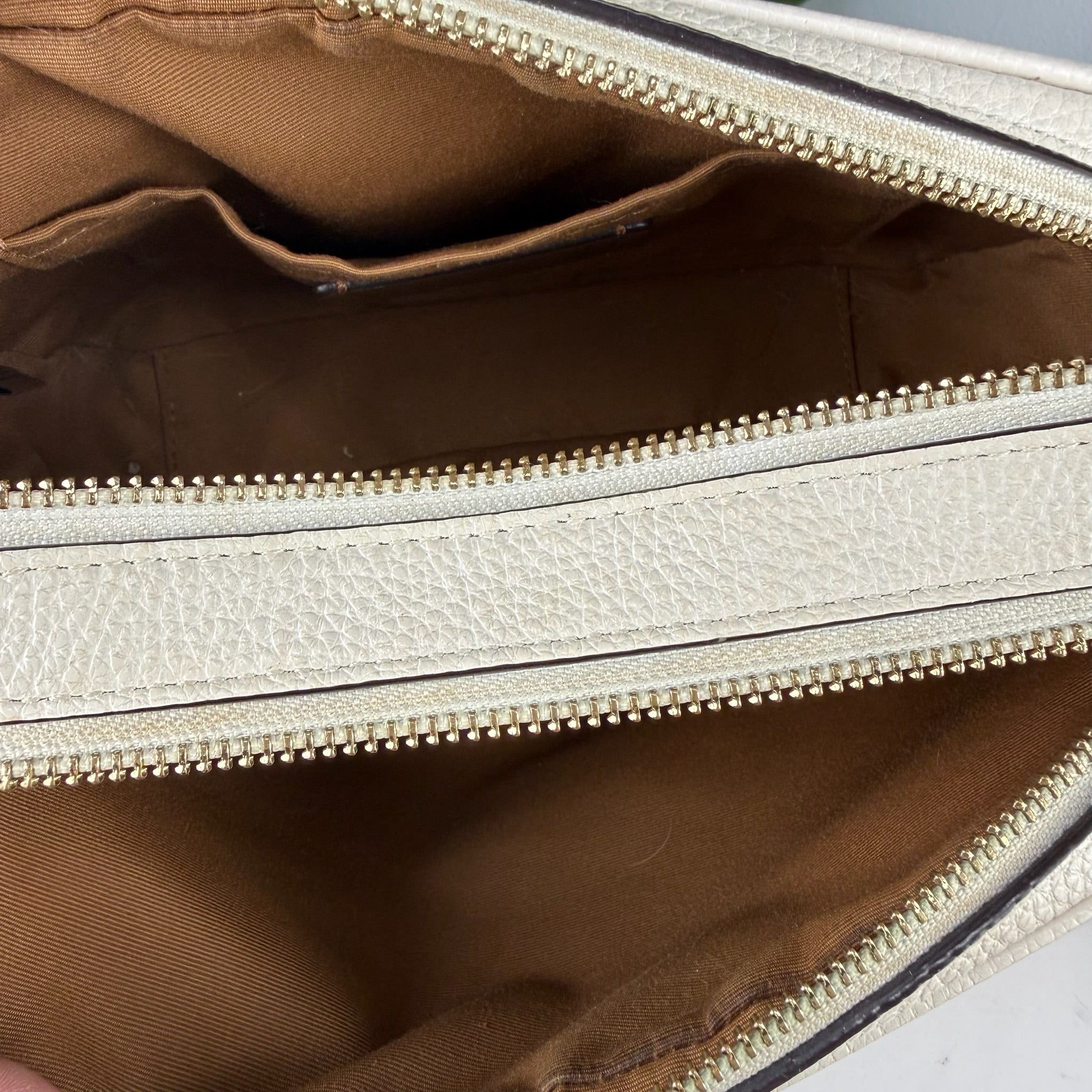 Authentic Coach Horse and Carriage Leather Camera Bag - Cream