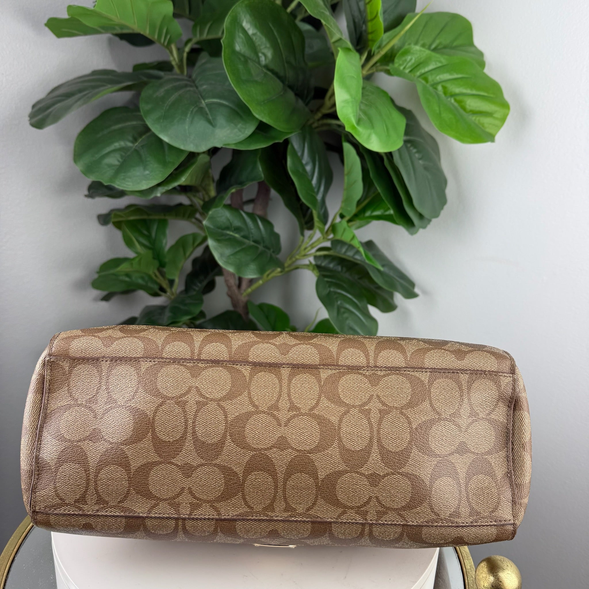 Authentic Coach Signature Jacquard Hobo Bag - Mahogany Trim