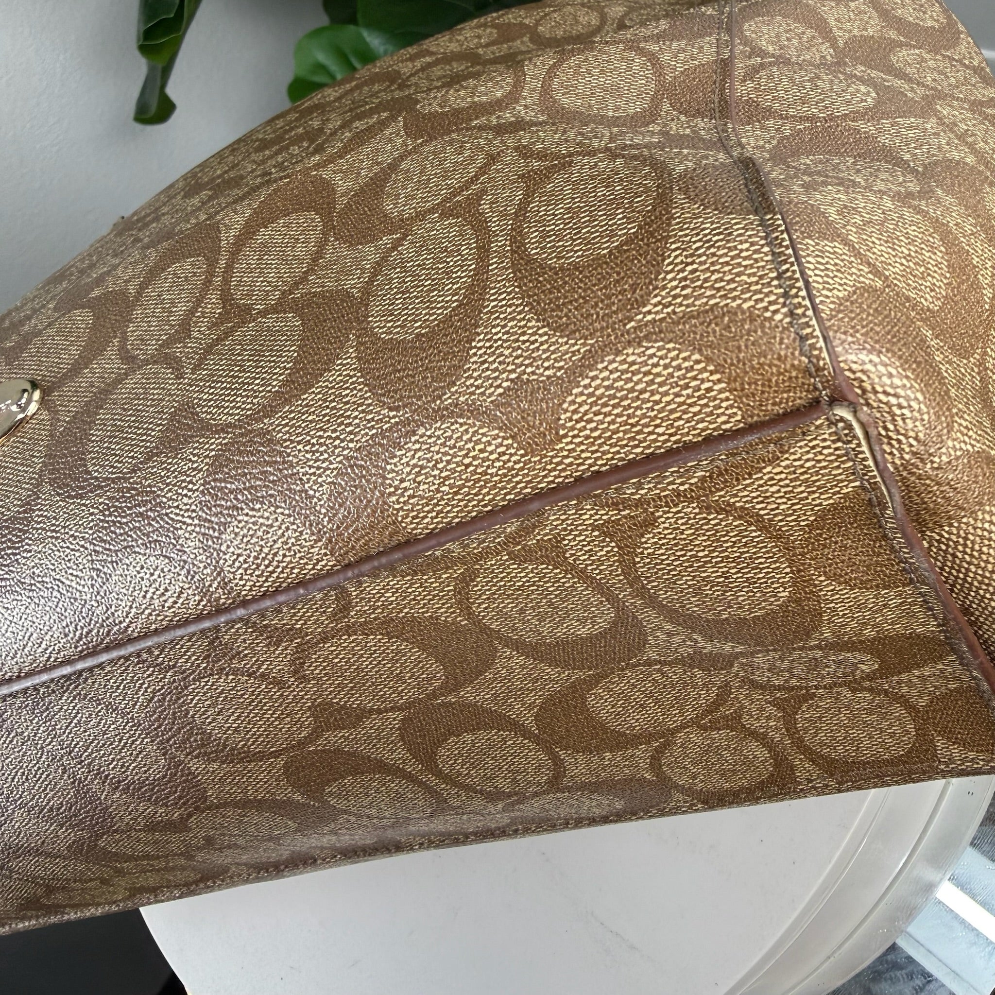Authentic Coach Signature Jacquard Hobo Bag - Mahogany Trim