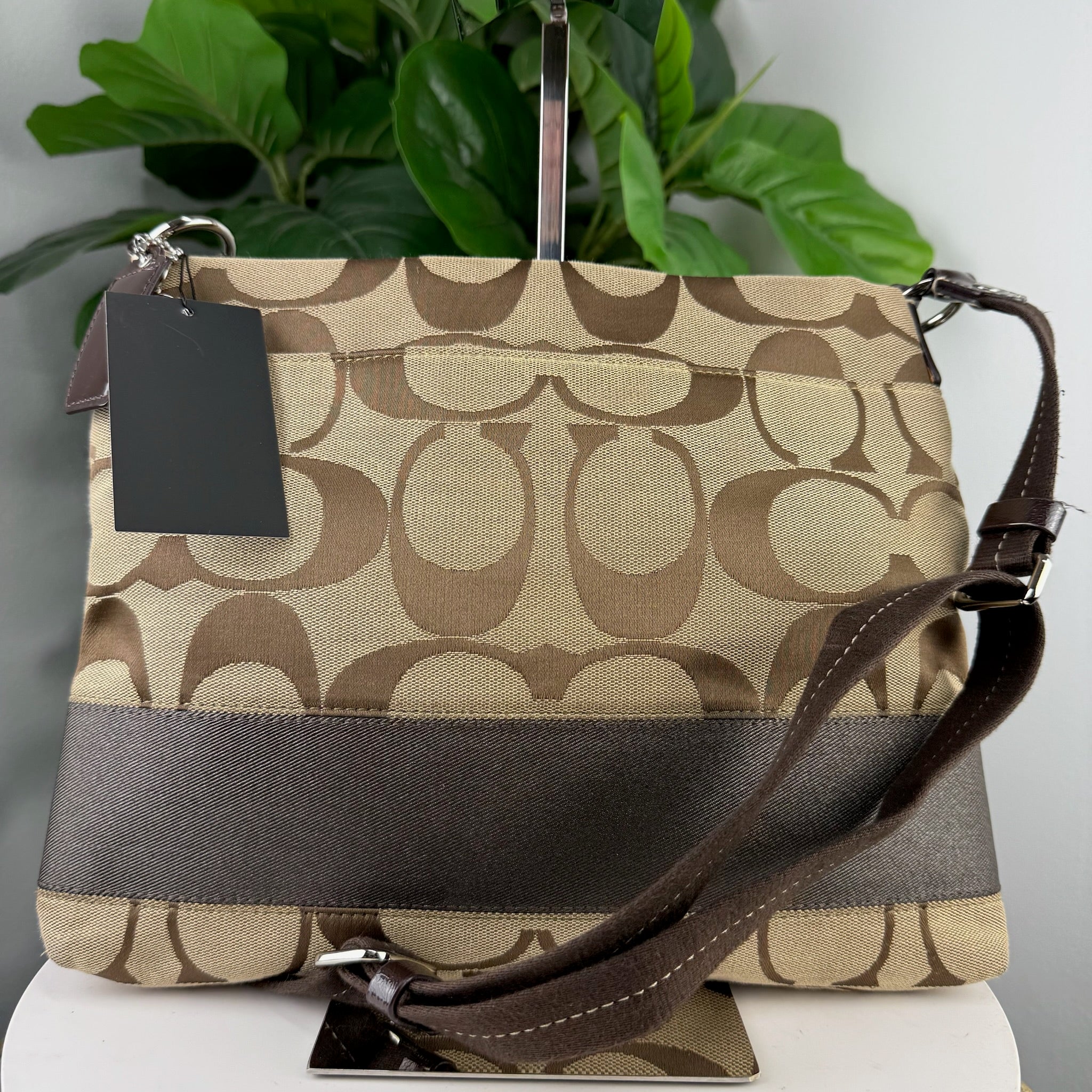 Authentic Coach Signature Canvas Swingpack Crossbody Bag