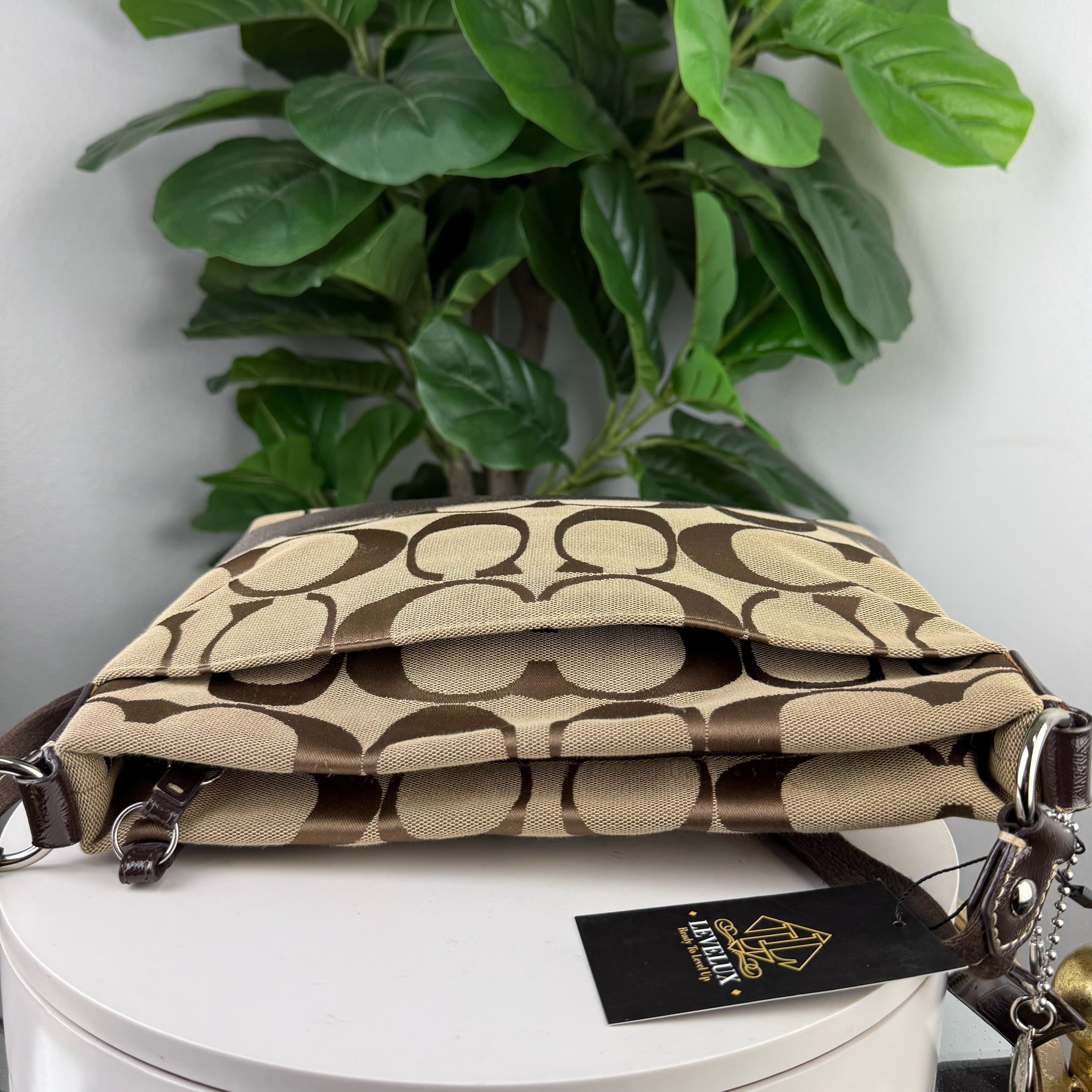 Authentic Coach Signature Canvas Swingpack Crossbody Bag