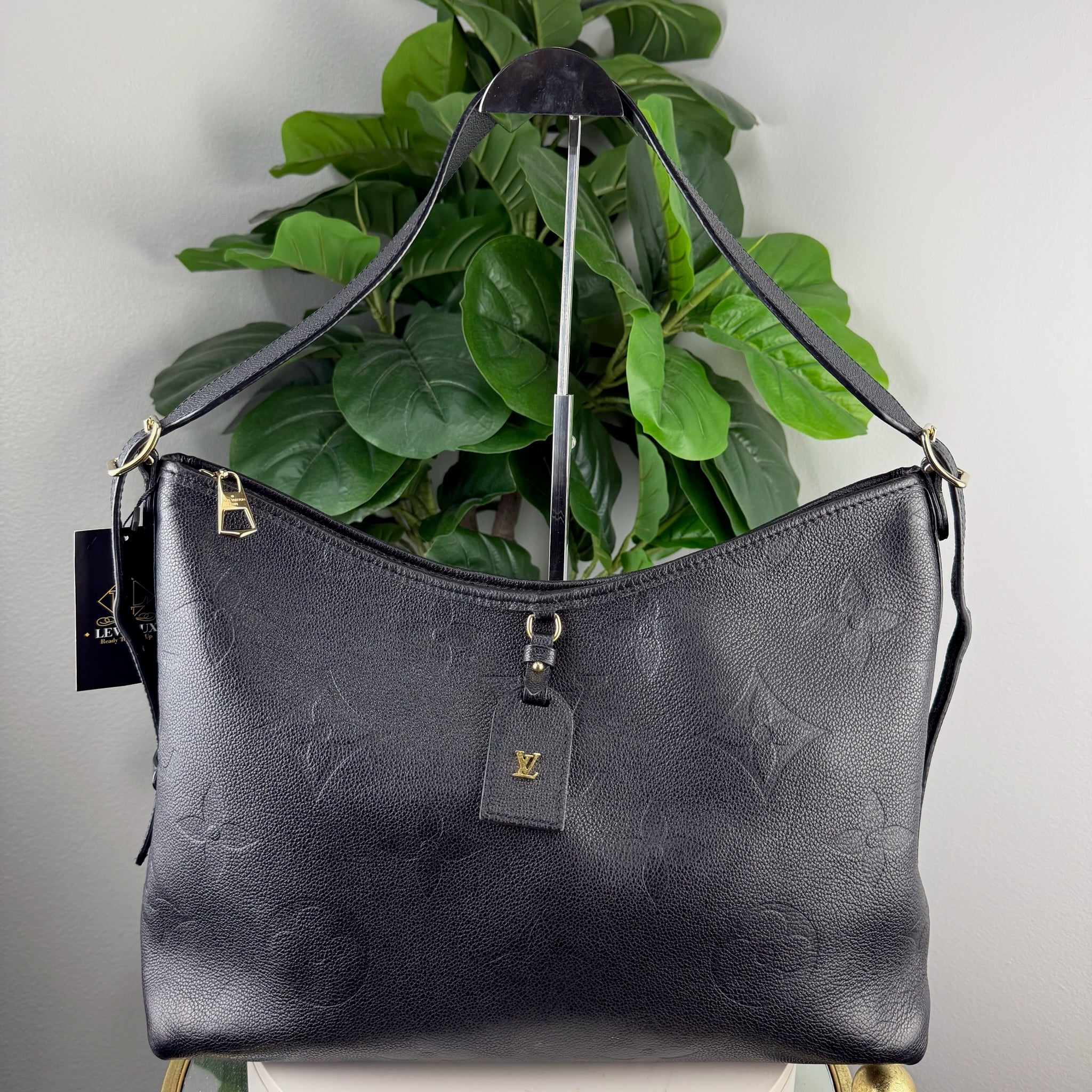 Authentic Louis Vuitton Monogram Empreinte Leather Hobo Bag - Black - front