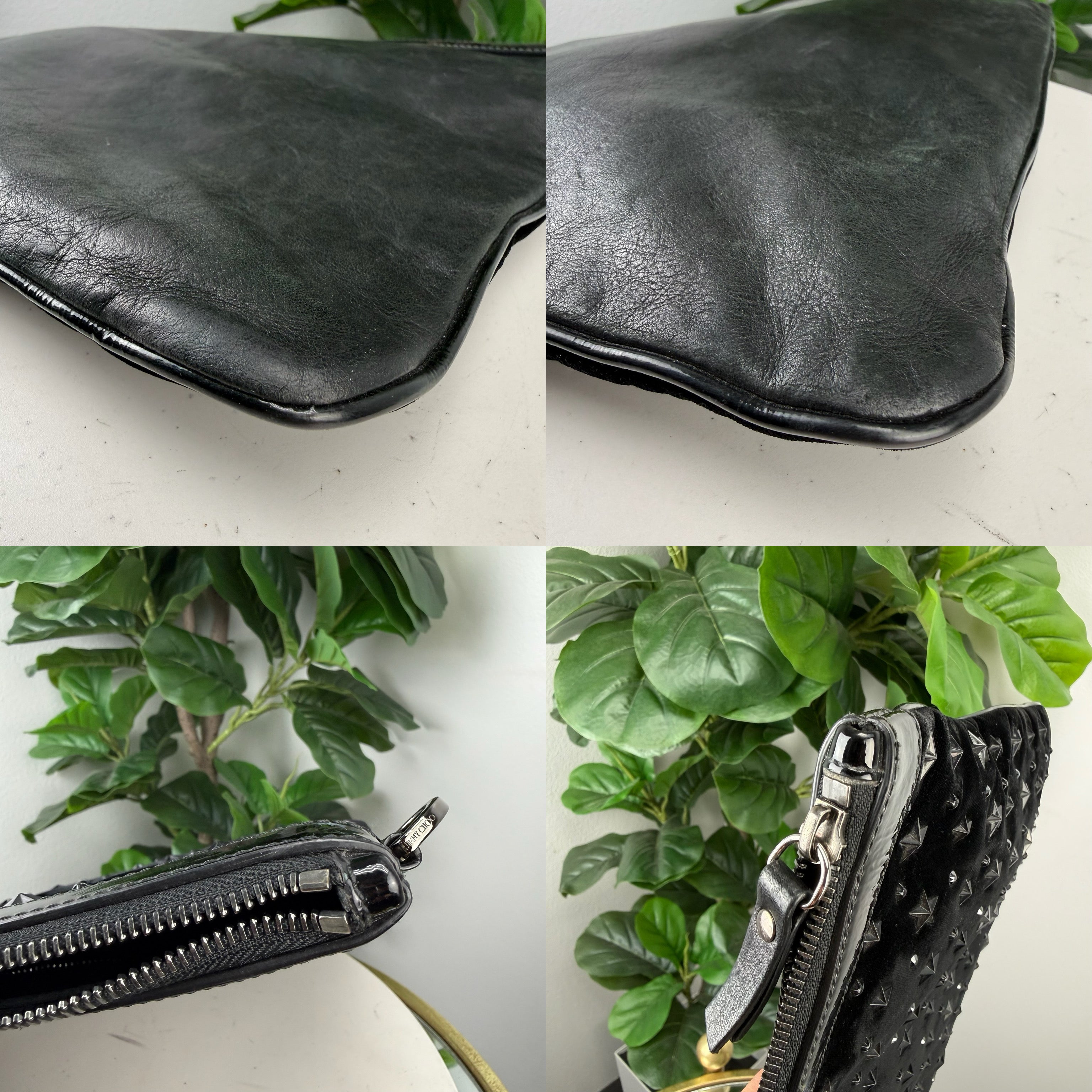 Authentic Jimmy Choo Silver-tone Stud Clutch Bag - Certificate of Authenticity included