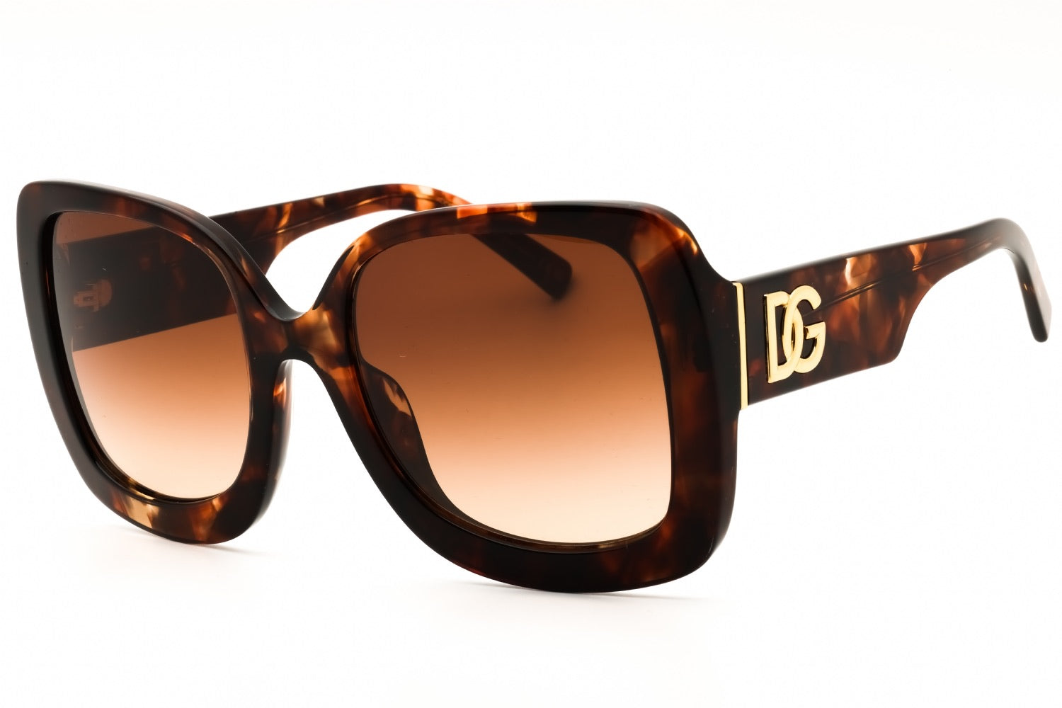 Dolce & Gabbana Oversized Tortoise Cat-Eye Sunglasses, Gold DG Logo (Retail ~$400-500) - Size Not Confirmed