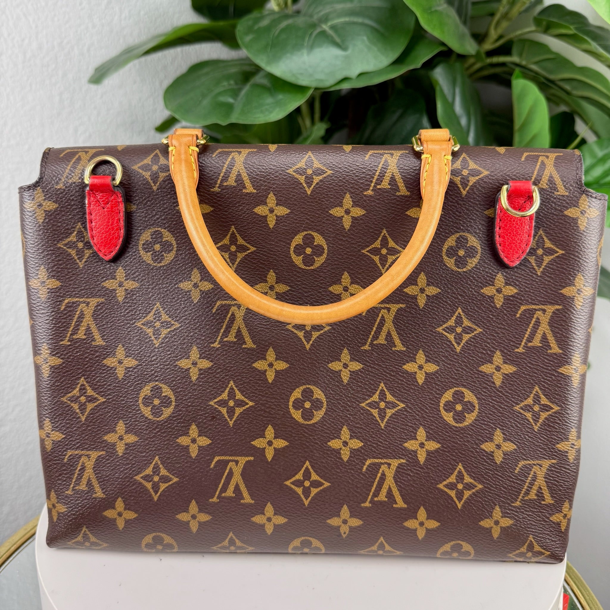 Authentic Louis Vuitton Monogram Canvas Handbag Red