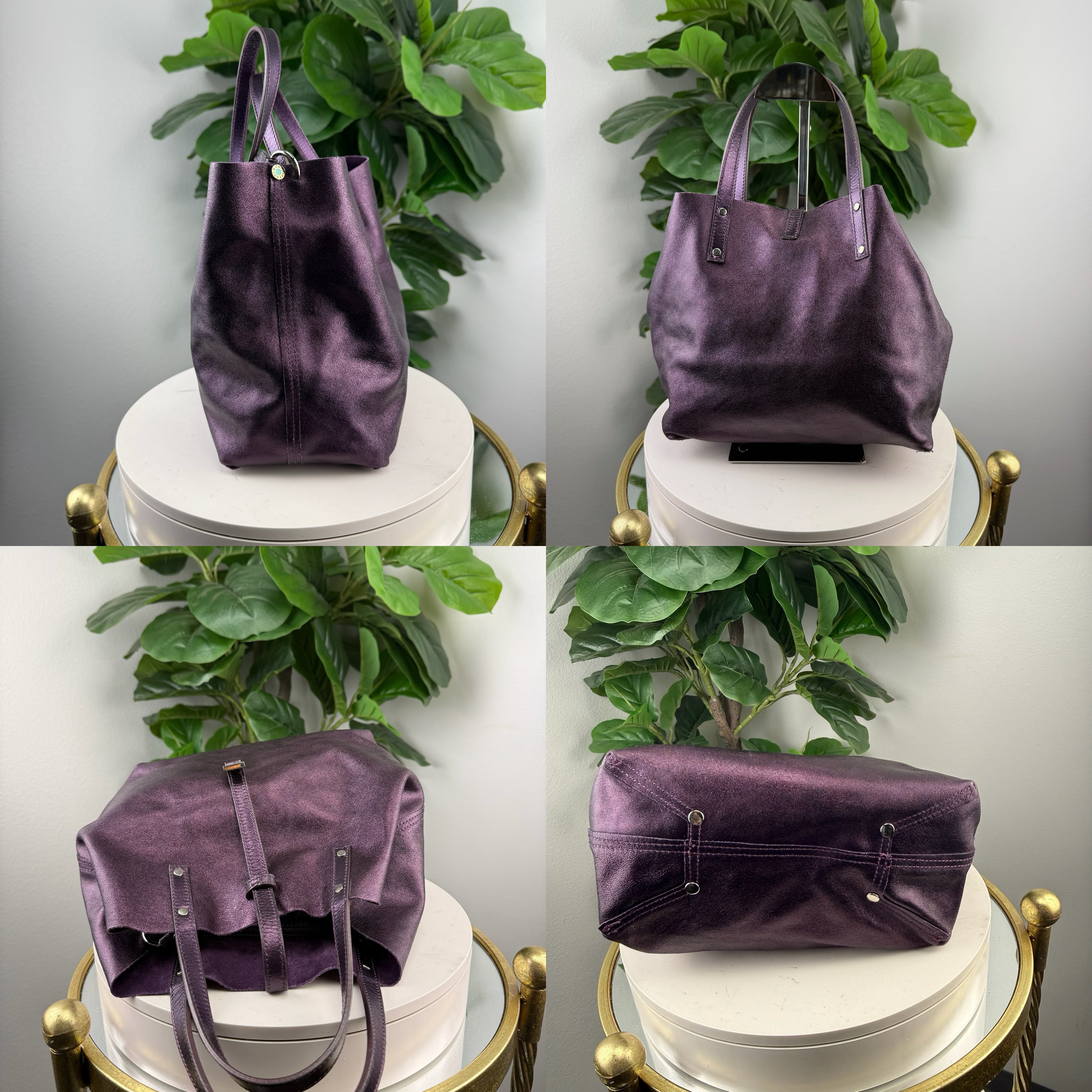Authentic Tiffany & Co. Reversible Metallic Royal Tote Bag Purple