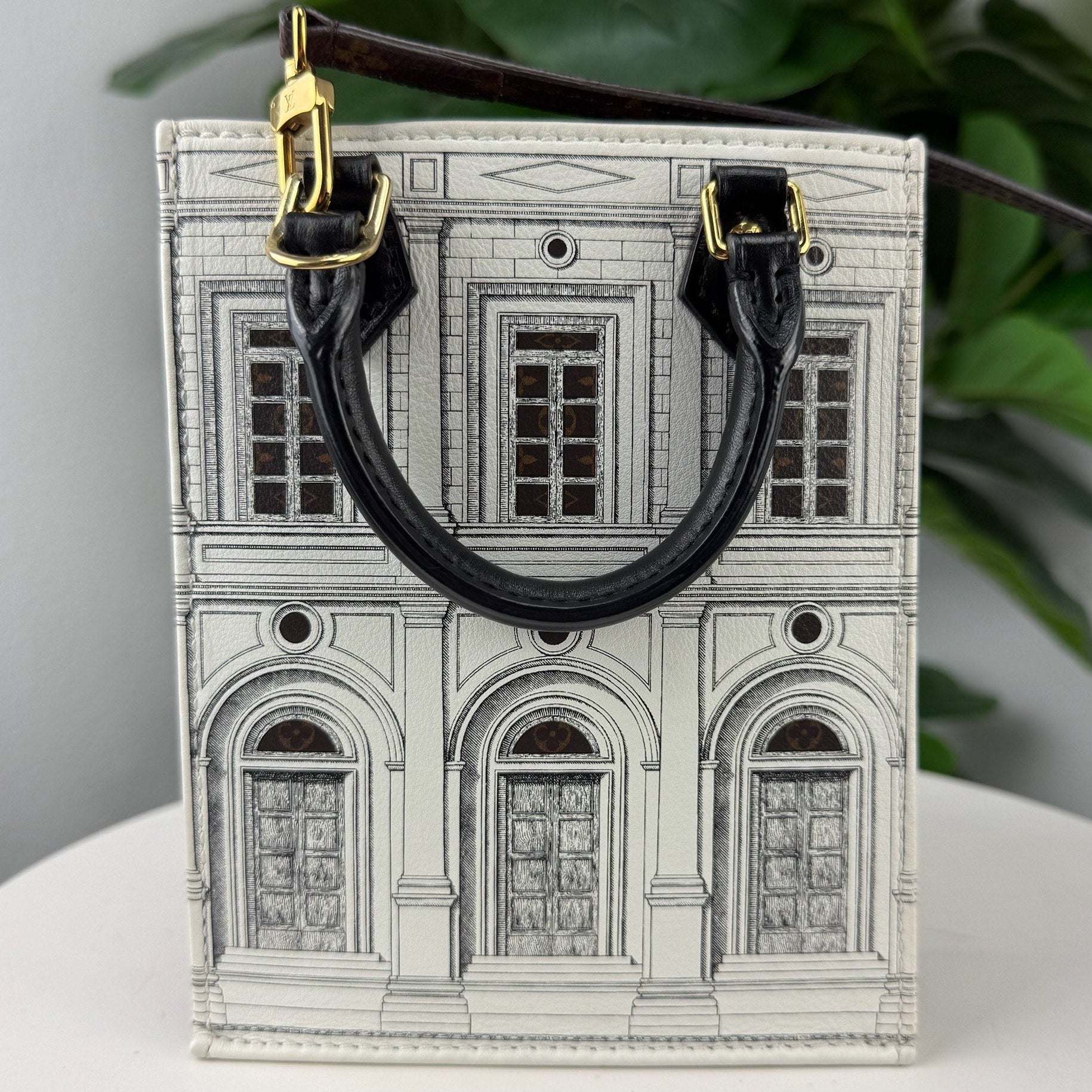 Authentic Louis Vuitton x Fornasetti Petit Sac Plat 2-Way Crossbody Bag