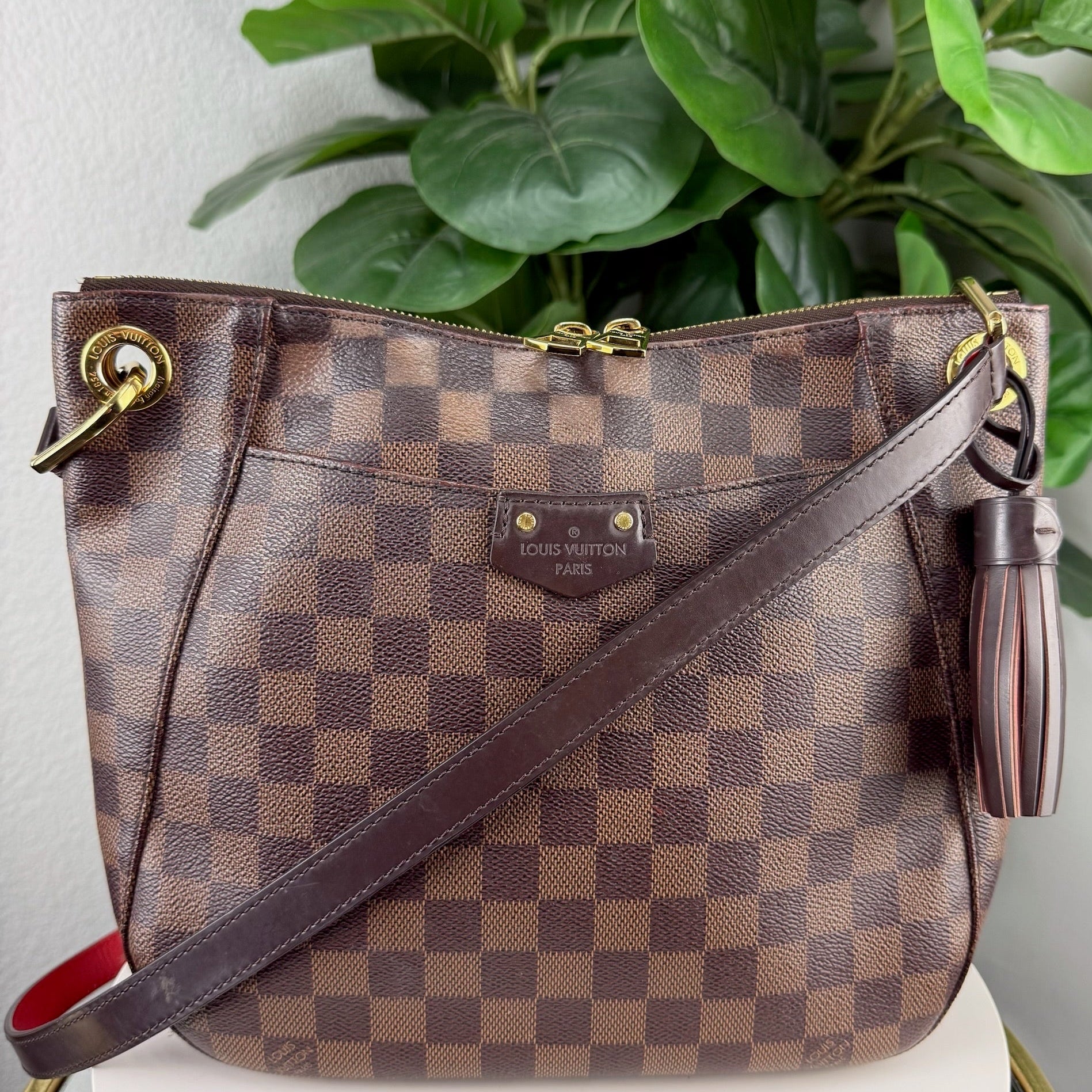 Authentic Louis Vuitton Damier Ebene South Bank Besace Shoulder Bag