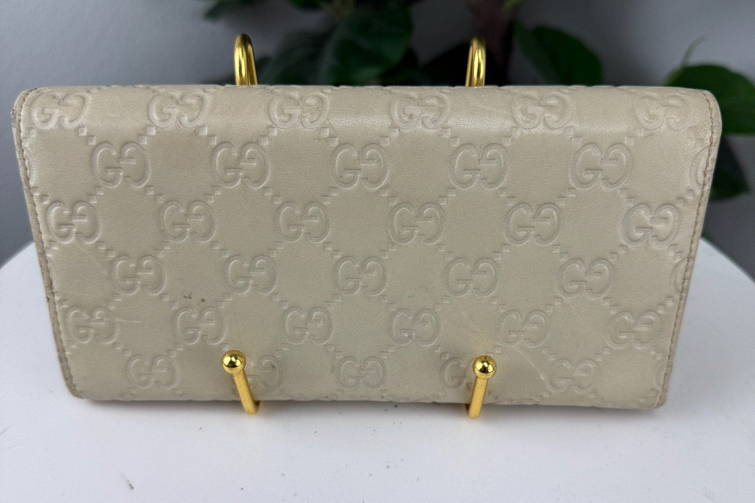 Authentic Gucci Guccissima Leather Long Wallet Beige