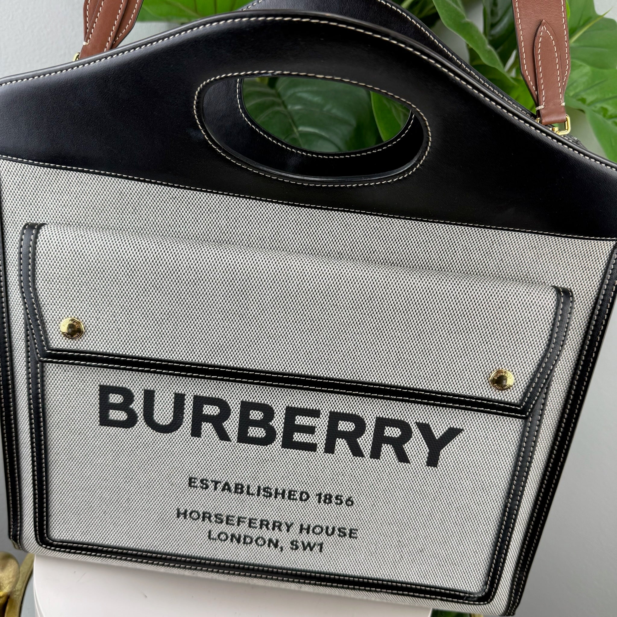 Authentic Burberry Mini tri-tone Pocket Horseferry Tote Bag