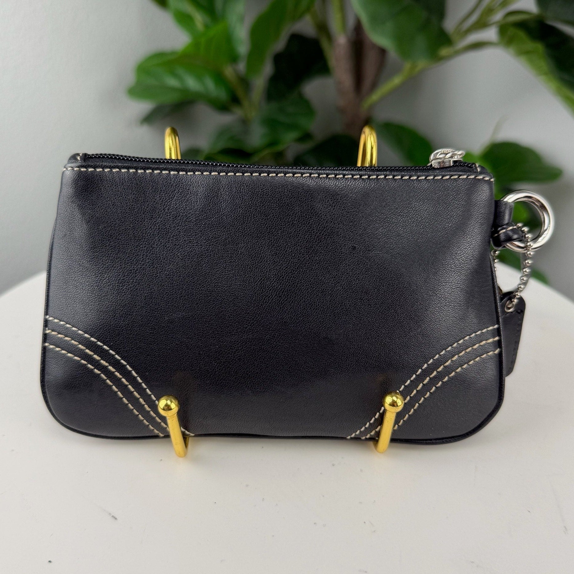 Authentic Coach Black Leather Wristlet