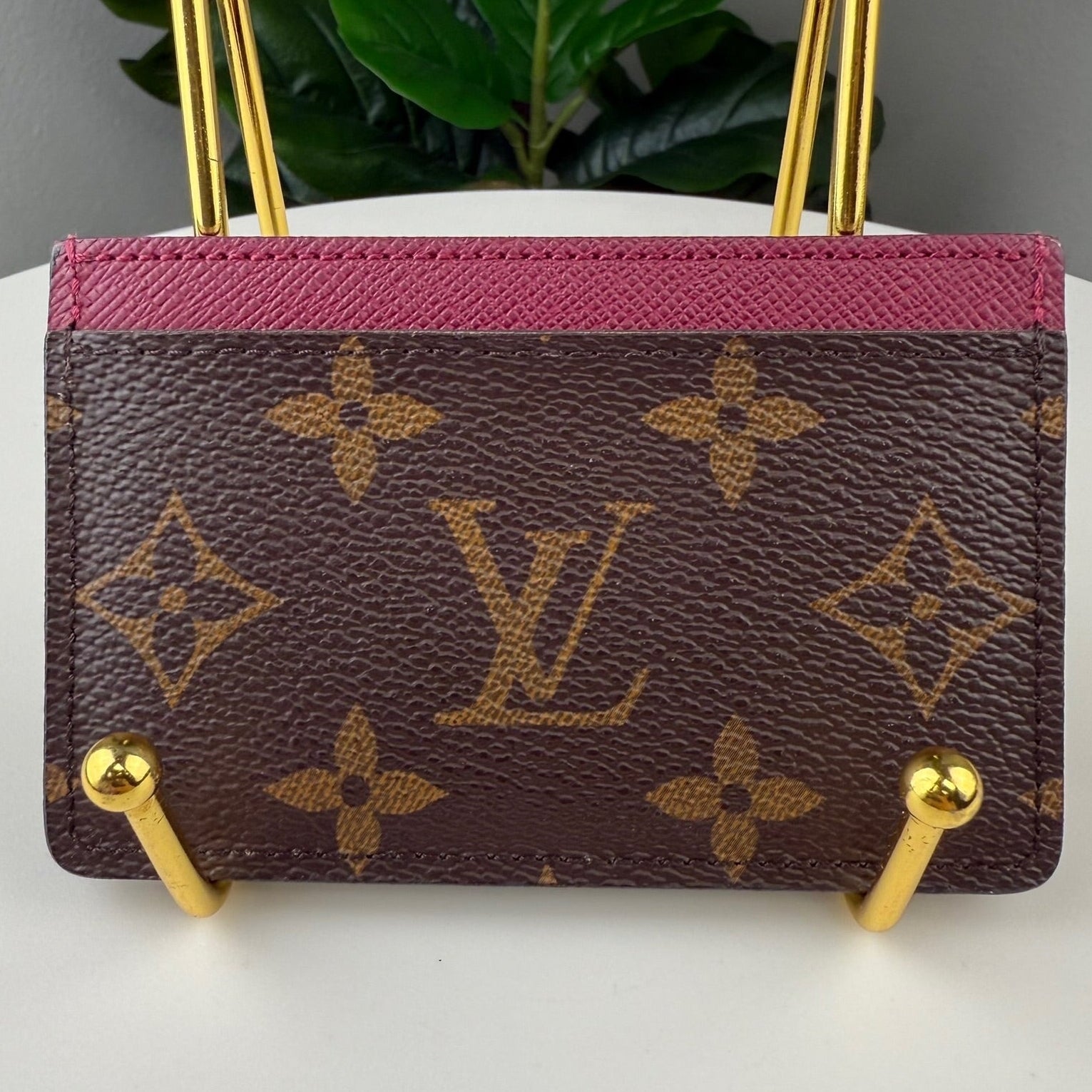 Authentic Louis Vuitton Card Holder Monogram Fuchsia Pink