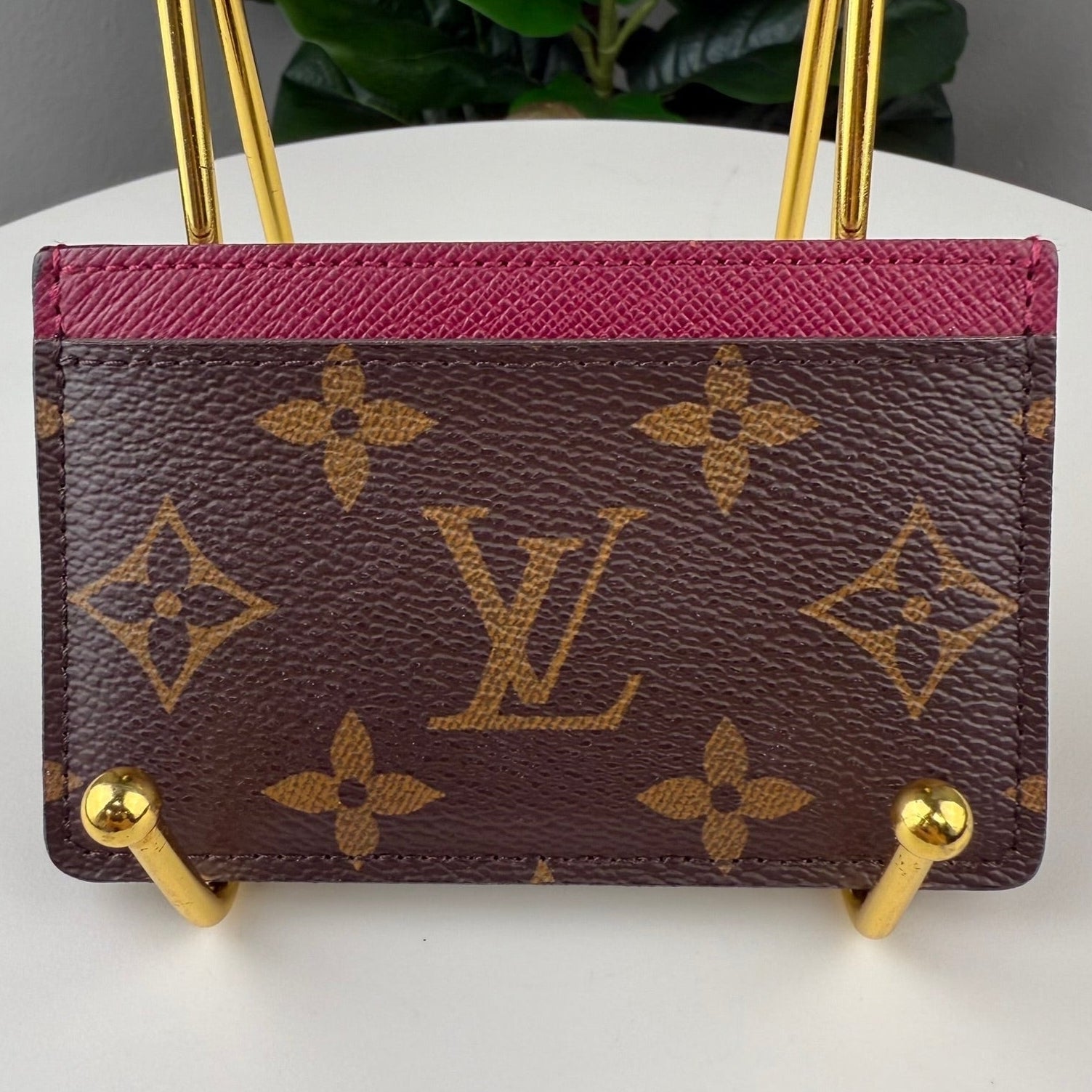 Authentic Louis Vuitton Card Holder Monogram Fuchsia Pink