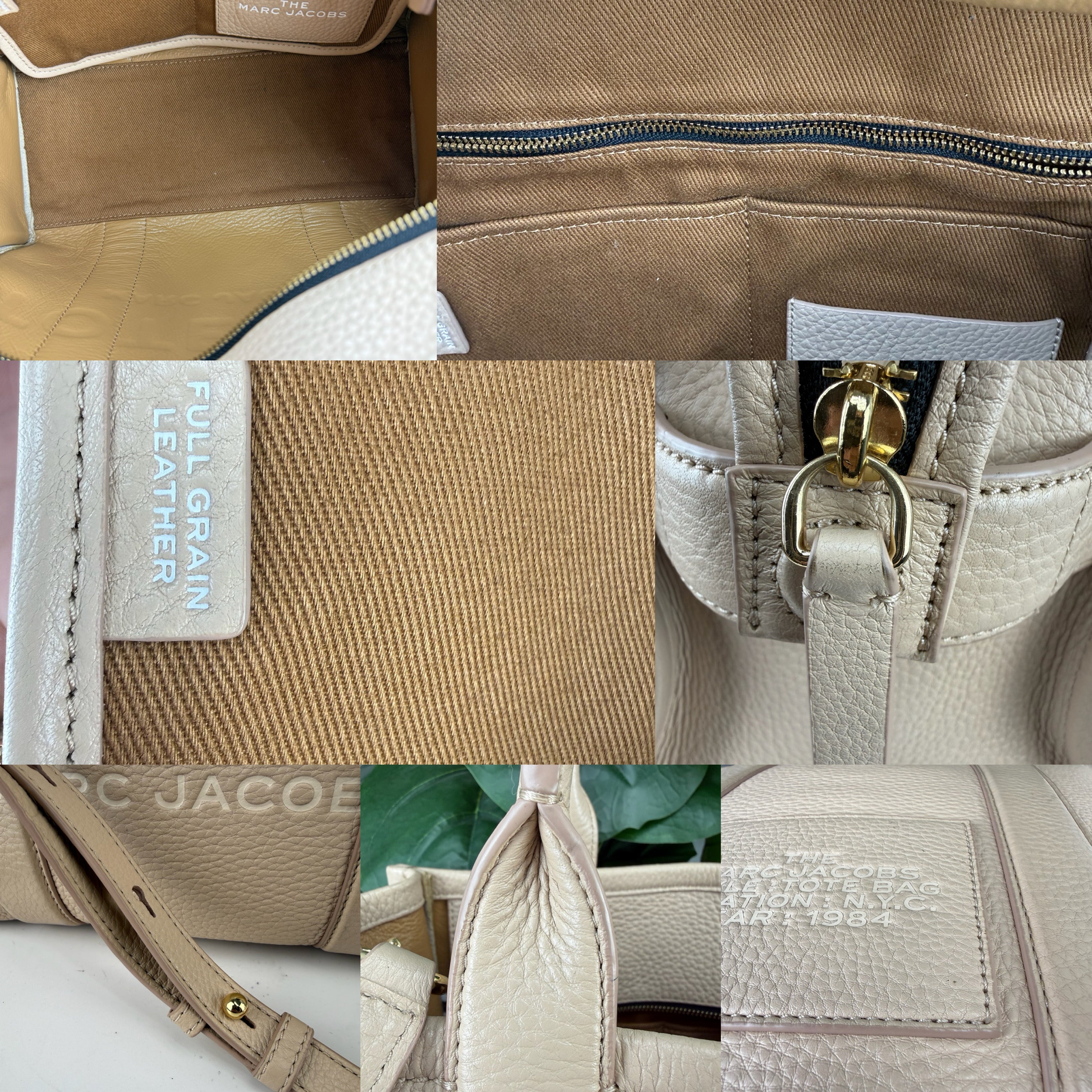 Authentic Marc Jacobs The Leather Tote Bag Beige