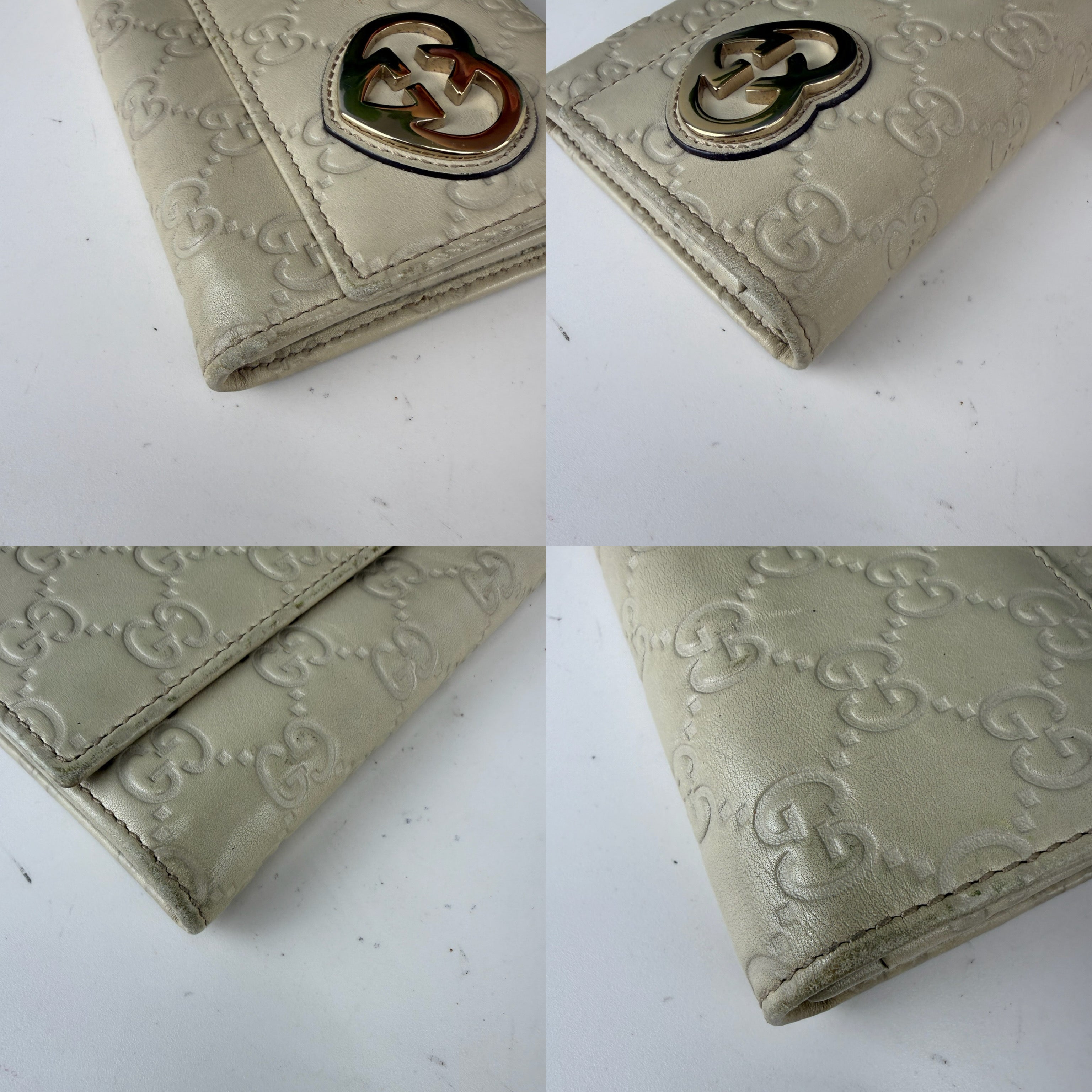 Authentic Gucci Guccissima Leather Long Wallet Beige