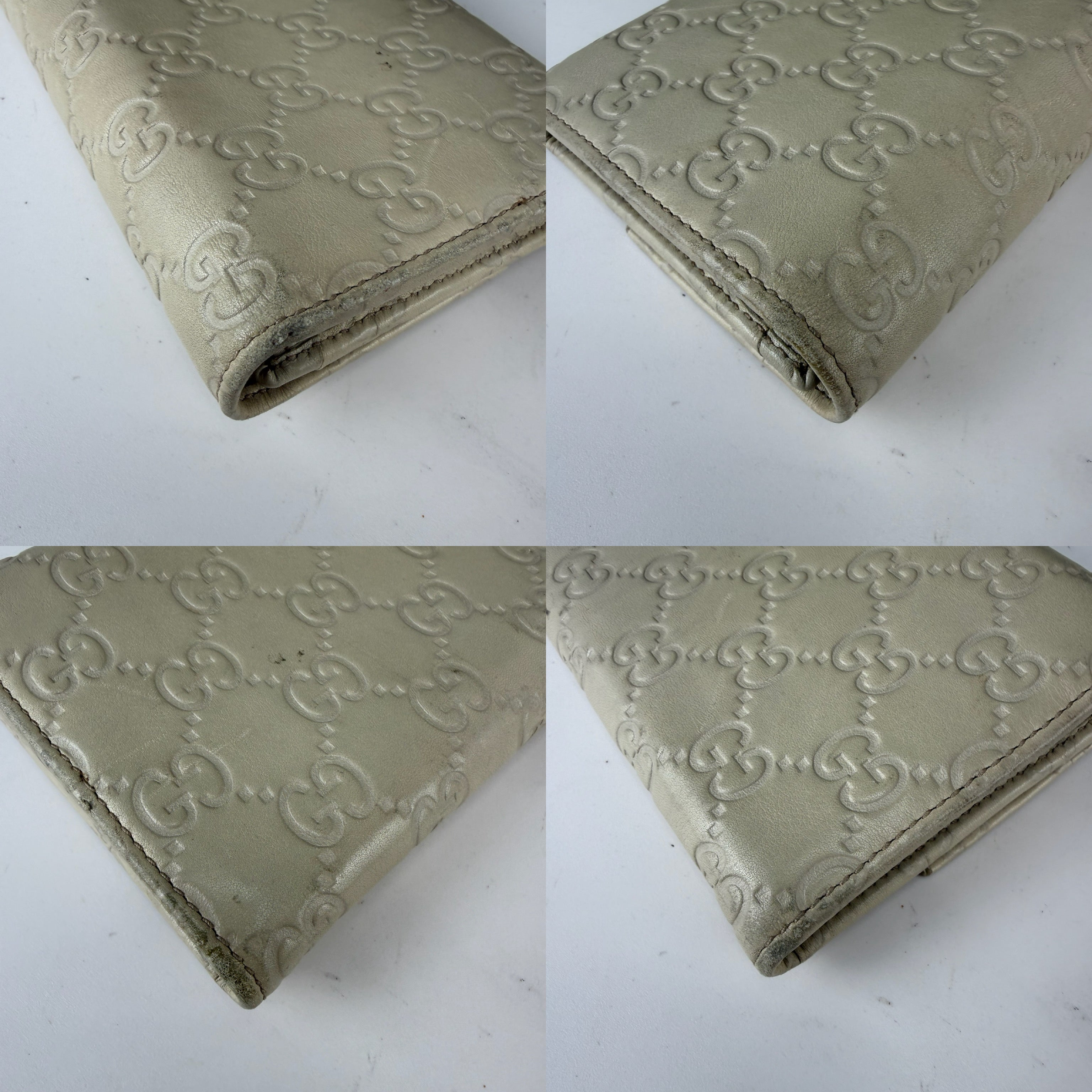 Authentic Gucci Guccissima Leather Long Wallet Beige