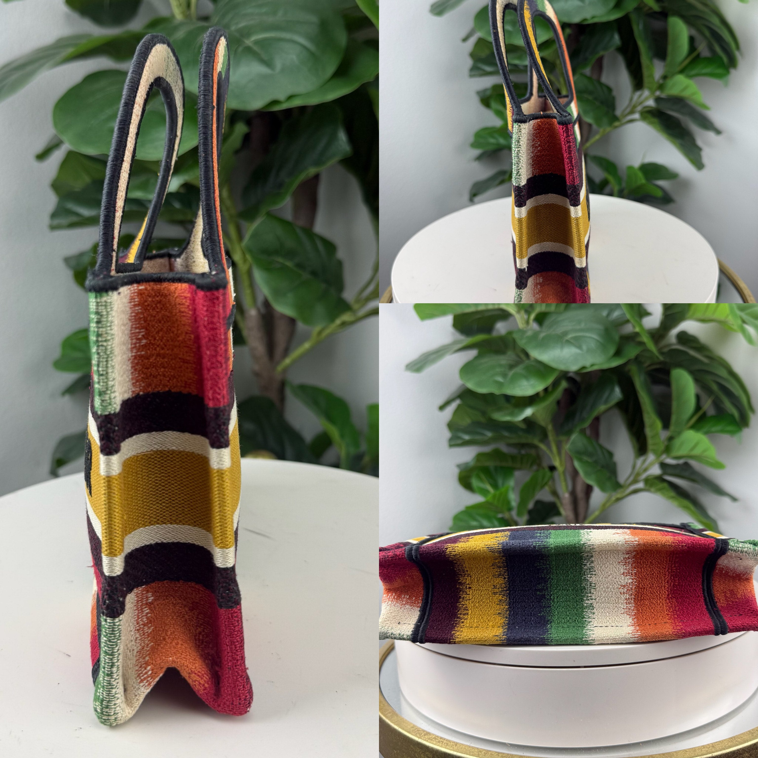 Authentic Christian Dior Mini D-Stripes Book Tote Bag