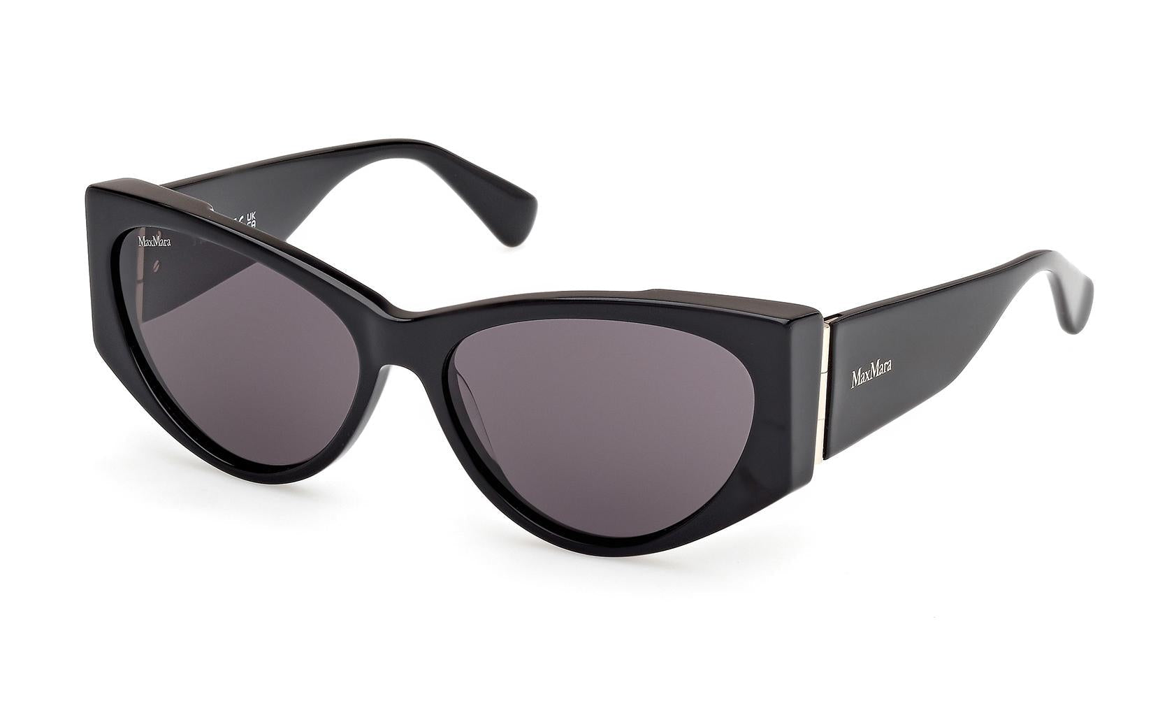 Authentic Max Mara MM0132 Hinge-1 Ladies Sunglasses Shiny Black Smoke 58-15-135