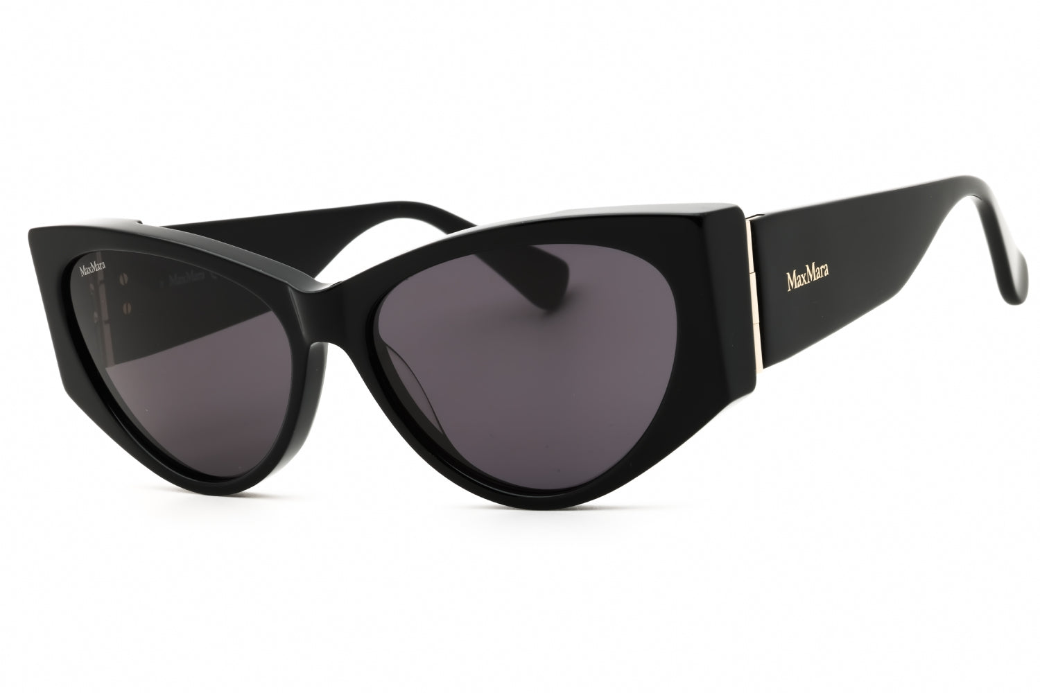 Authentic Max Mara MM0132 Hinge-1 Ladies Sunglasses Shiny Black Smoke 58-15-135