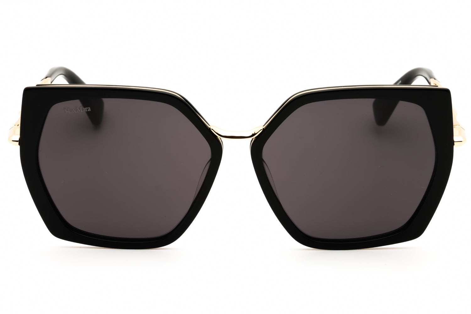 Authentic Max Mara MM0136 Miller-5 Ladies Sunglasses Shiny Black Smoke 56-14-140