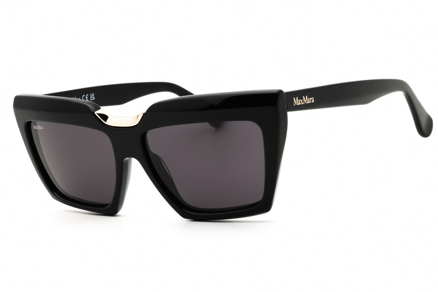 Authentic Max Mara MM0137 Spark-7 Ladies Sunglasses Shiny Black Smoke 56-15-140