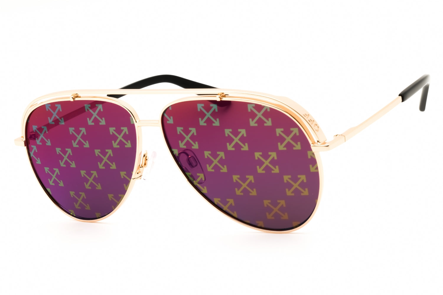 Authentic Off-White Winner Unisex Sunglasses Gold Brown Purple Blue 62-11-145
