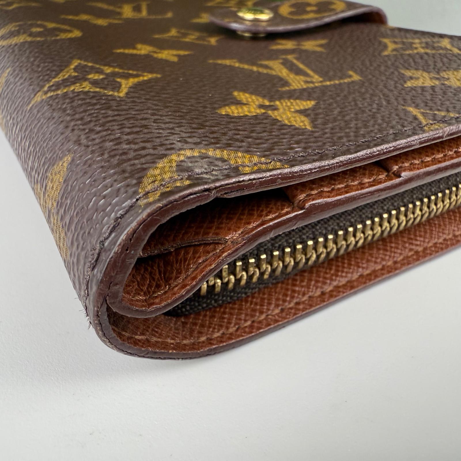 Authentic Louis Vuitton Monogram Porte Monnaie Zip Wallet
