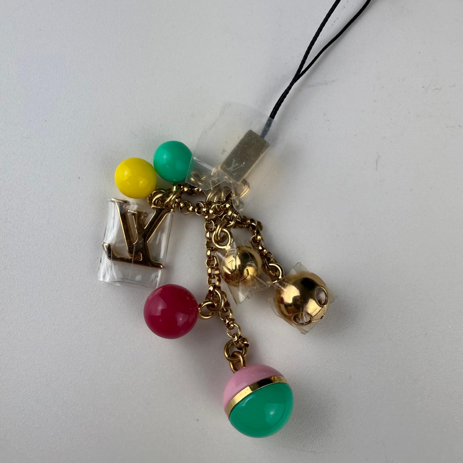 💎Authentic Louis Vuitton Goldtone Multicolor Phone Charm