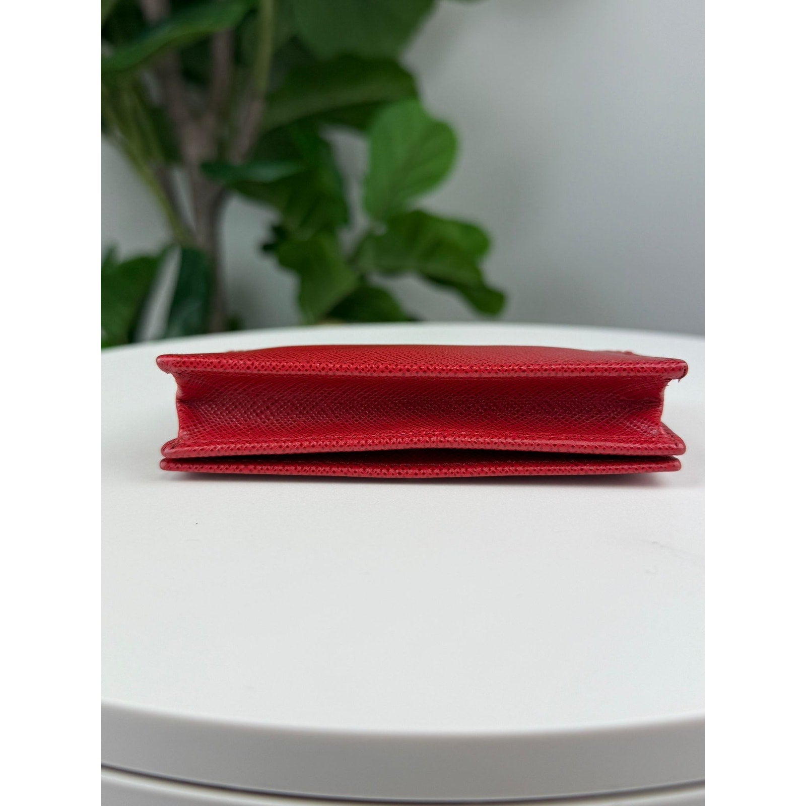 Authentic PRADA Saffiano Leather Card Wallet Red