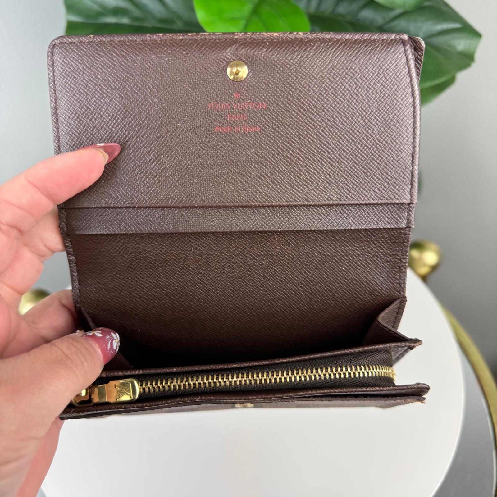 Authentic Louis Vuitton Damier Ebene Porte Monnaie Billets Tresor Wallet