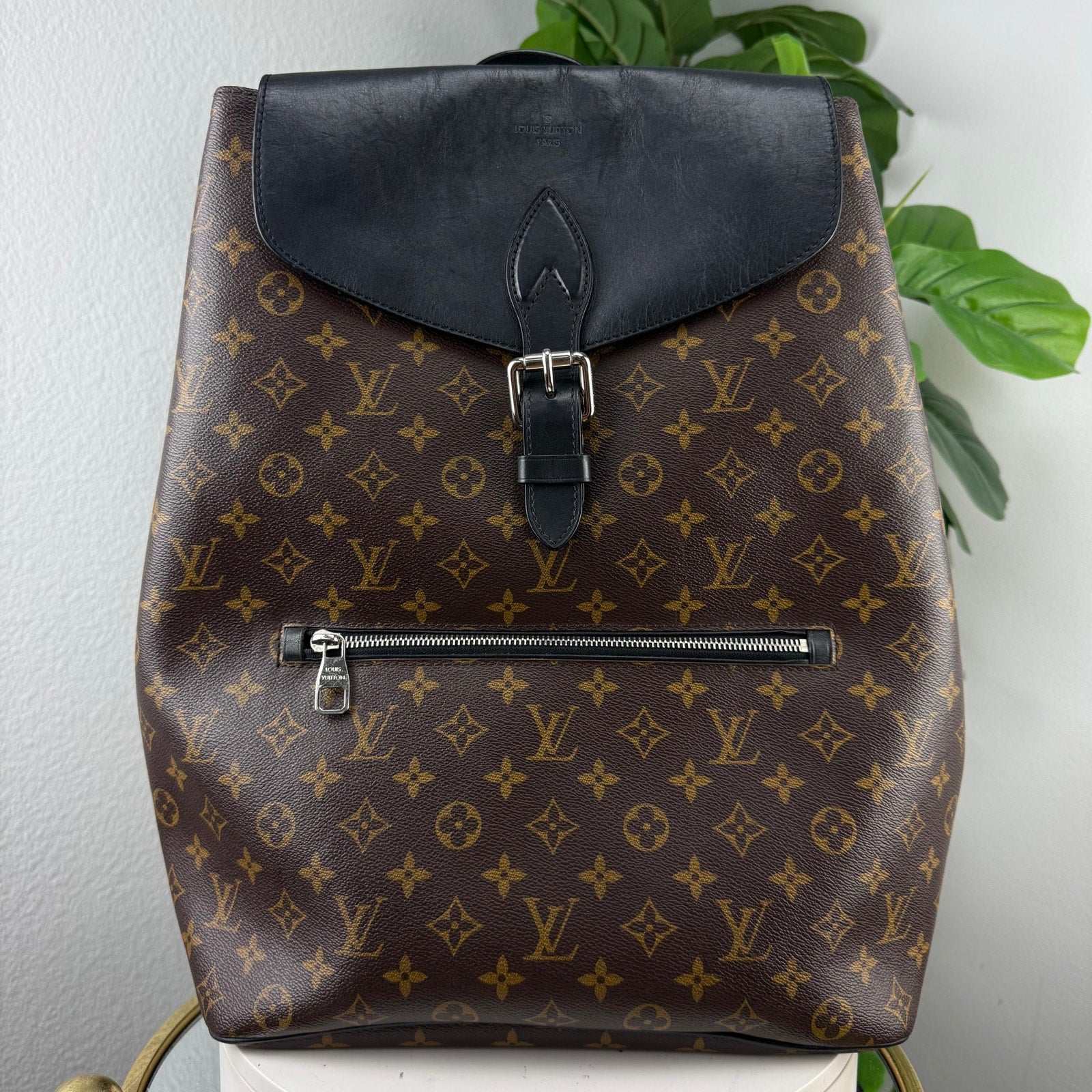 Louis Vuitton Josh Monogram Macassar Brown Black Backpack Bag Authentic Pre Owned