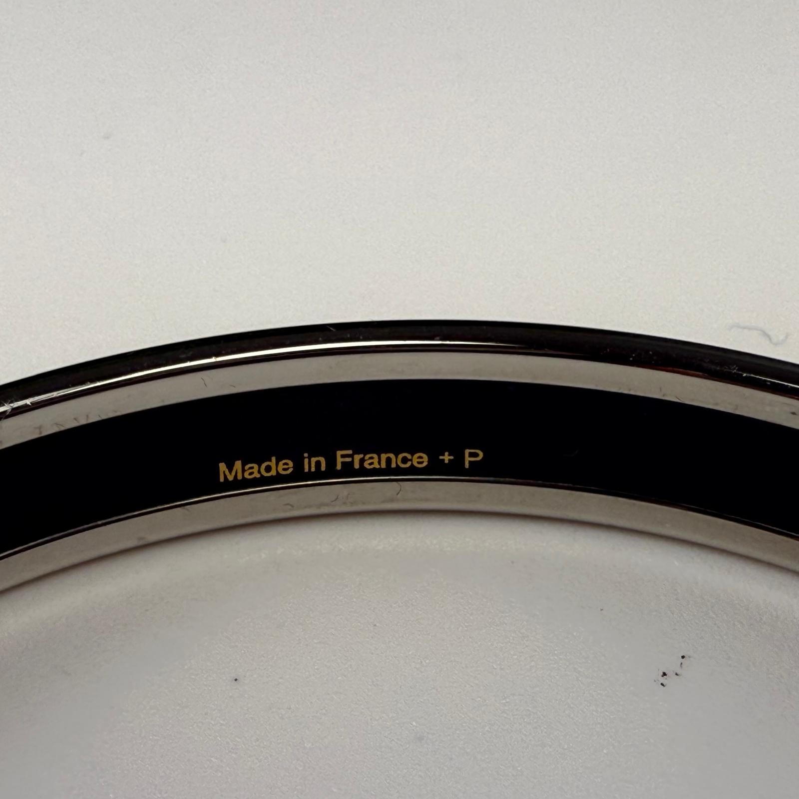 💎Authentic Hermes Caleche Narrow Enamel Bangle Bracelet White 7 3/4"