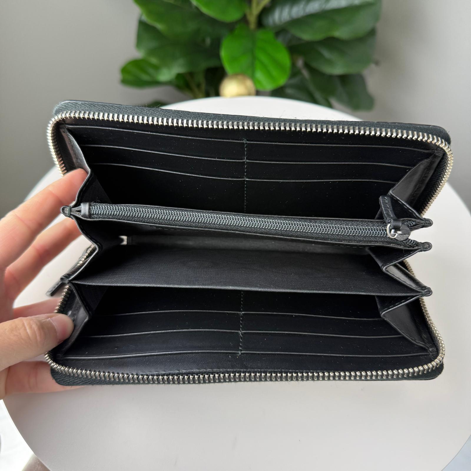 💎Authentic Gucci Long Wallet Sherry Line Guccissima Black Leather