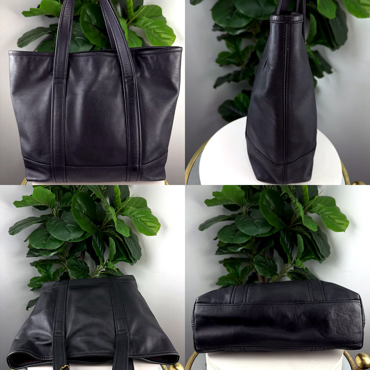 Authentic Coach Black Leather Tote detail grid 1