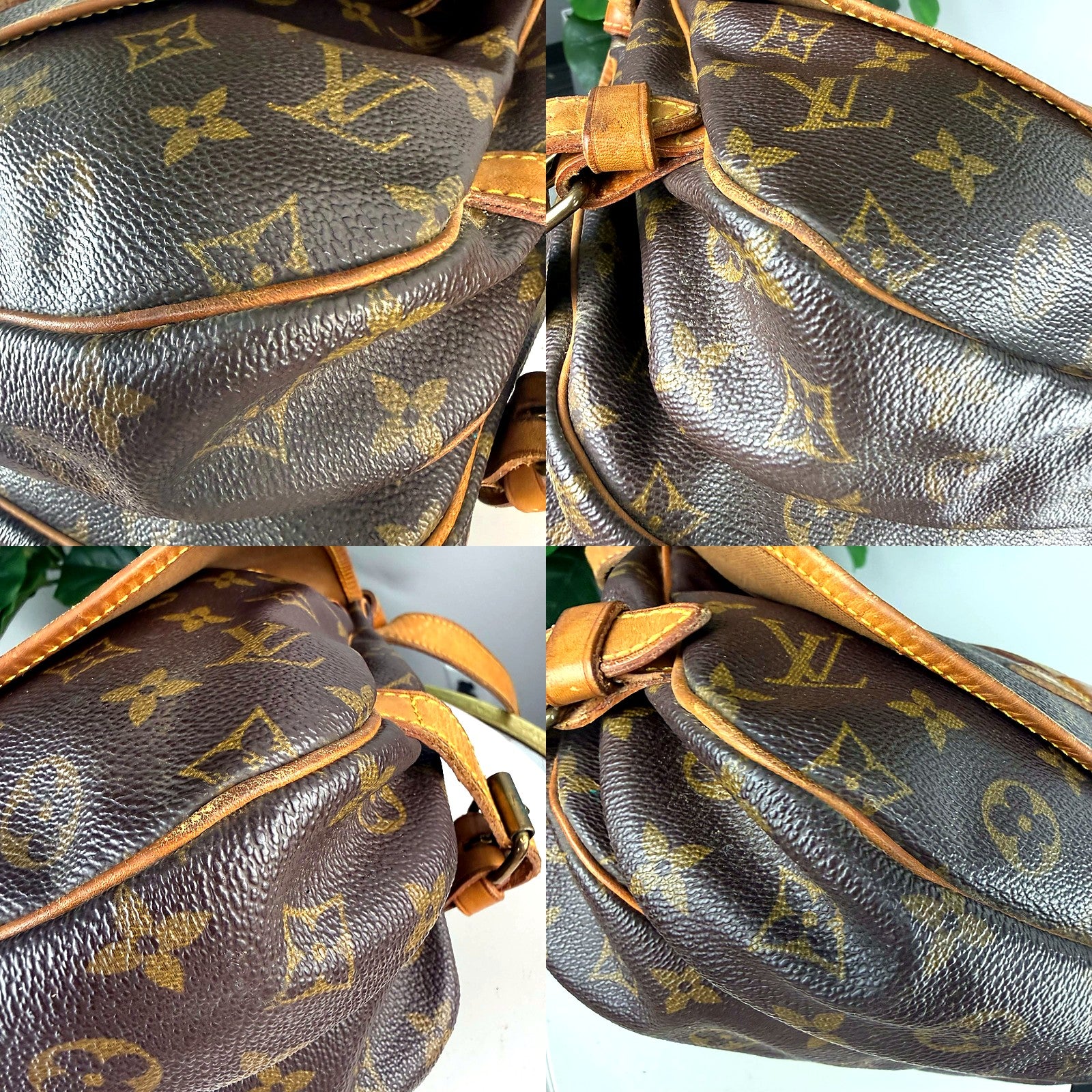 Authentic Louis Vuitton Saumur Messenger detail grid 2