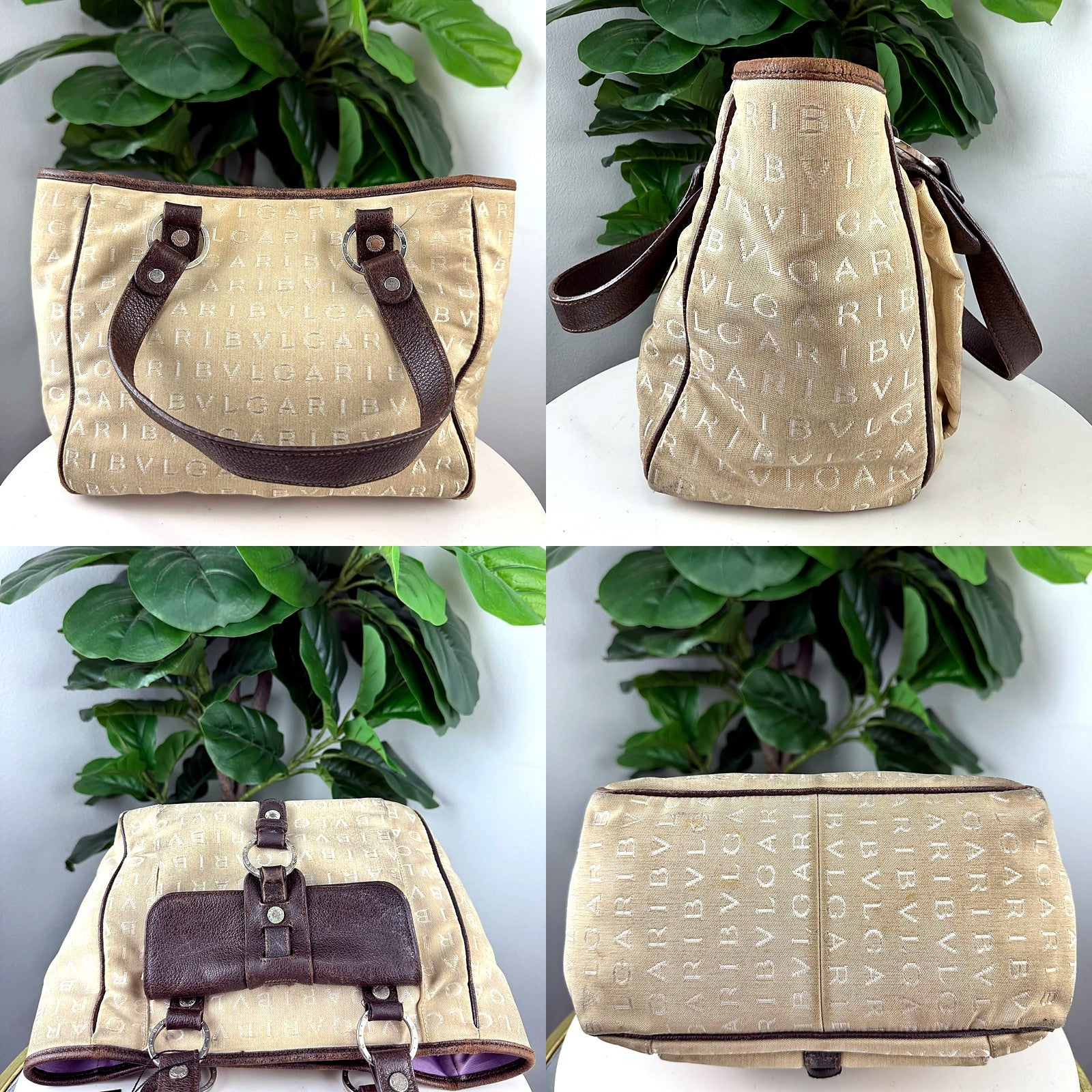 Authentic Bvlgari Jacquard Tote detail grid 1