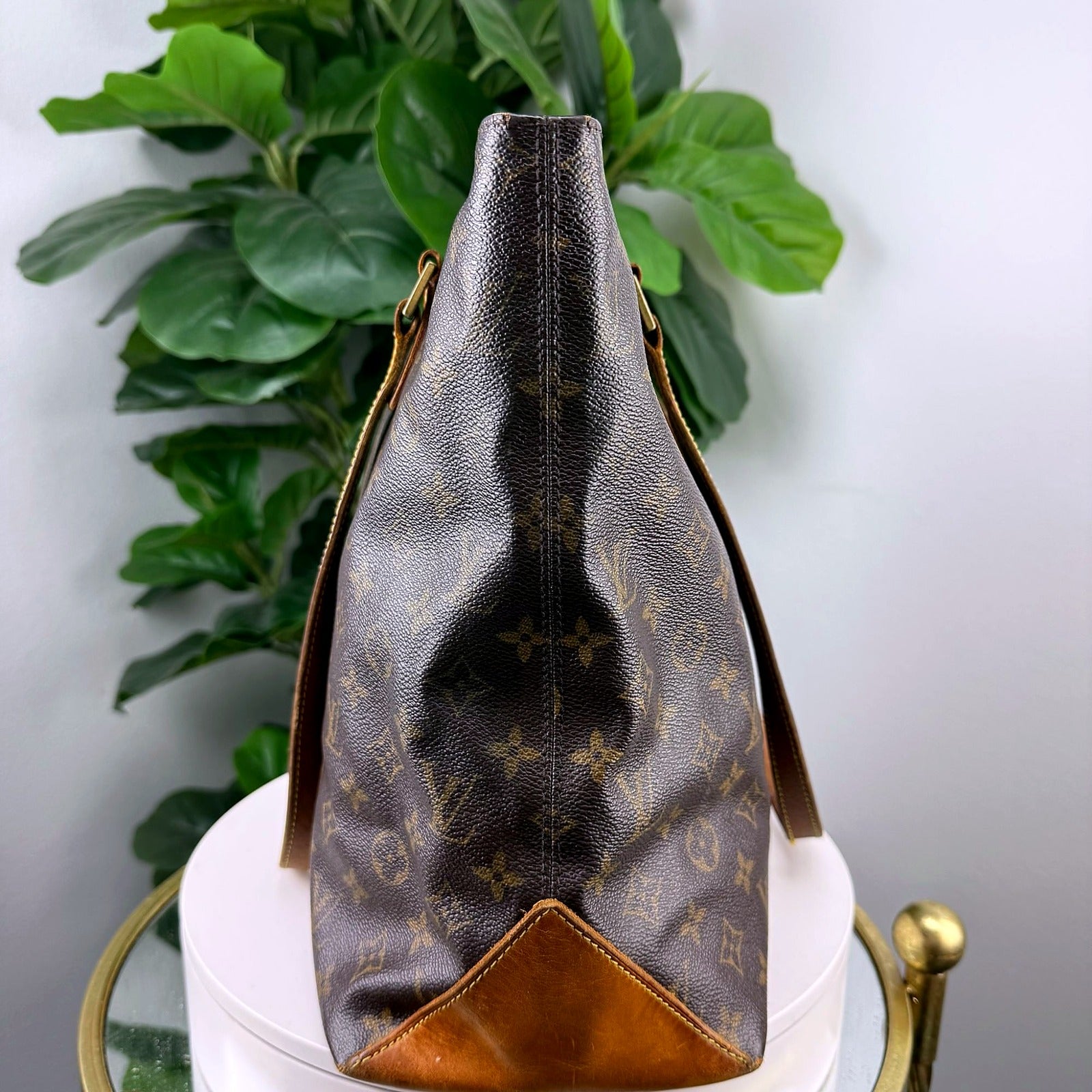 Louis Vuitton monogram canvas open-top tote, side view