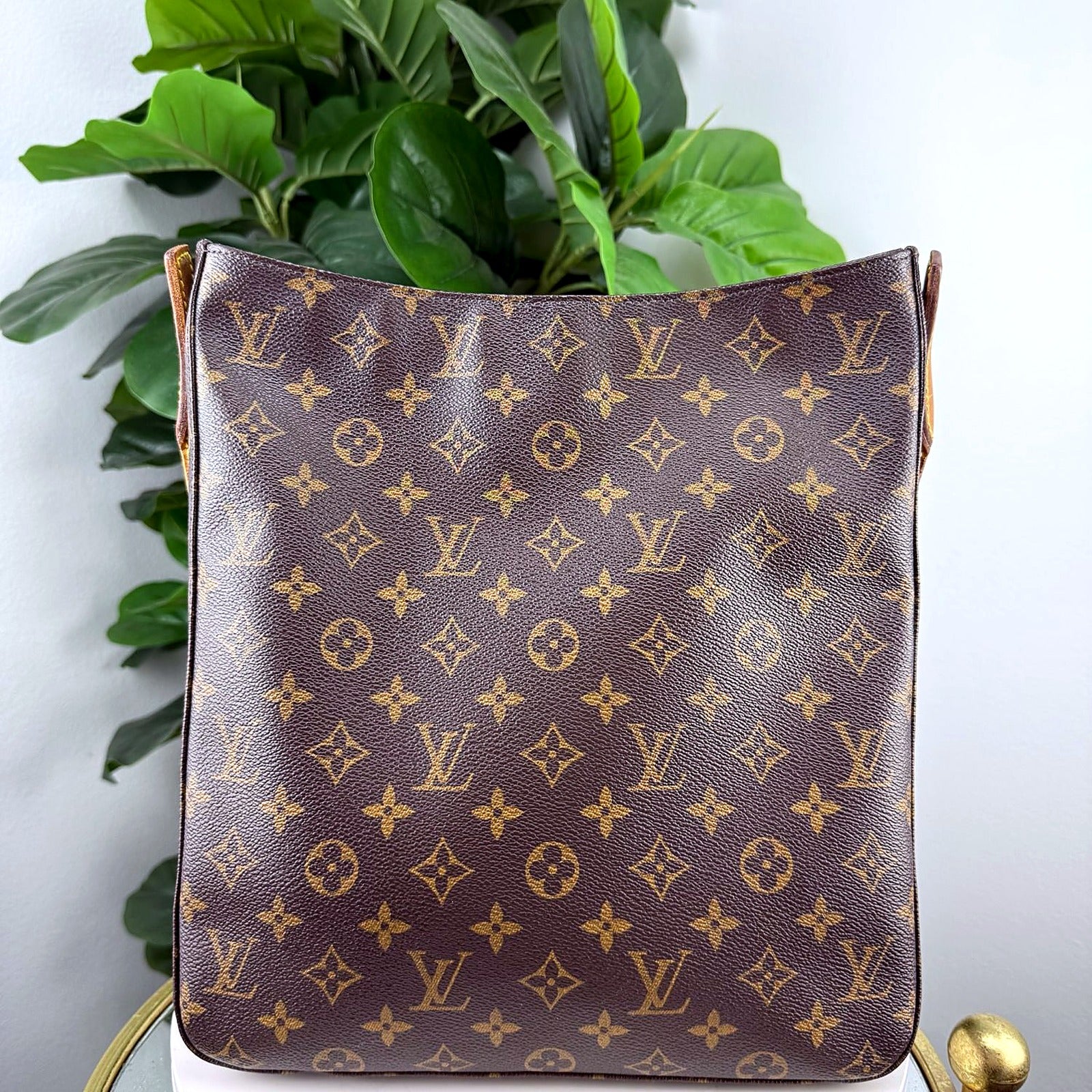 Authentic Louis Vuitton Monogram Canvas Looping GM Hobo Shoulder Bag - back view