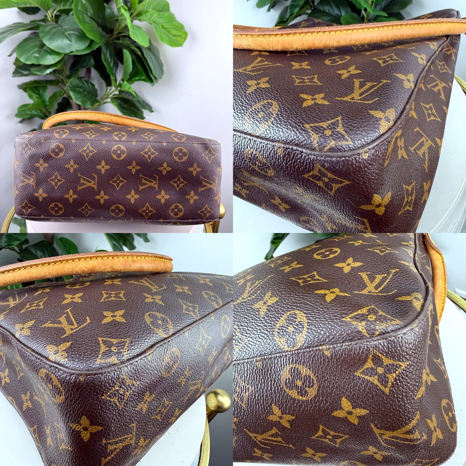 Louis Vuitton Looping GM - base and canvas/trim macro detail