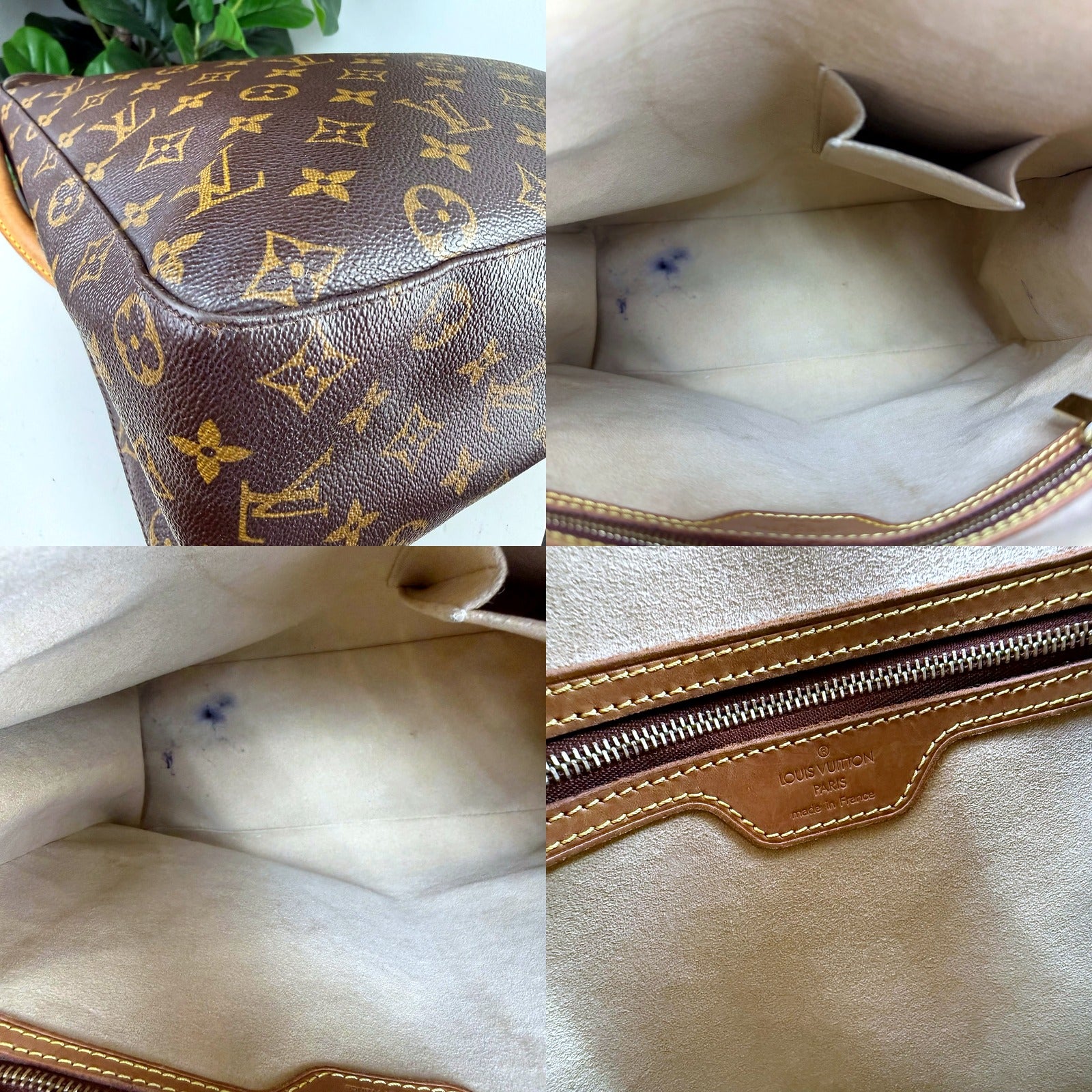 Louis Vuitton Looping GM - corner detail and interior lining