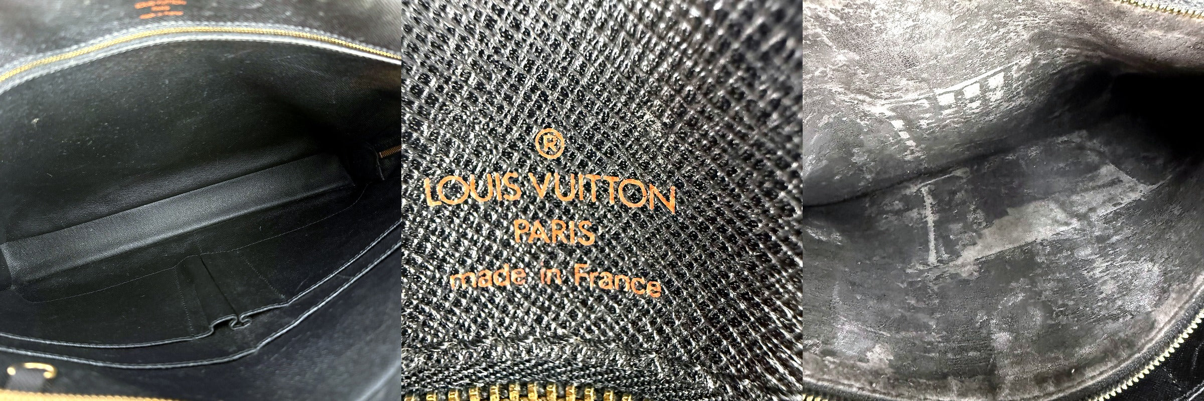 Interior lining and Louis Vuitton Paris made in France stamp