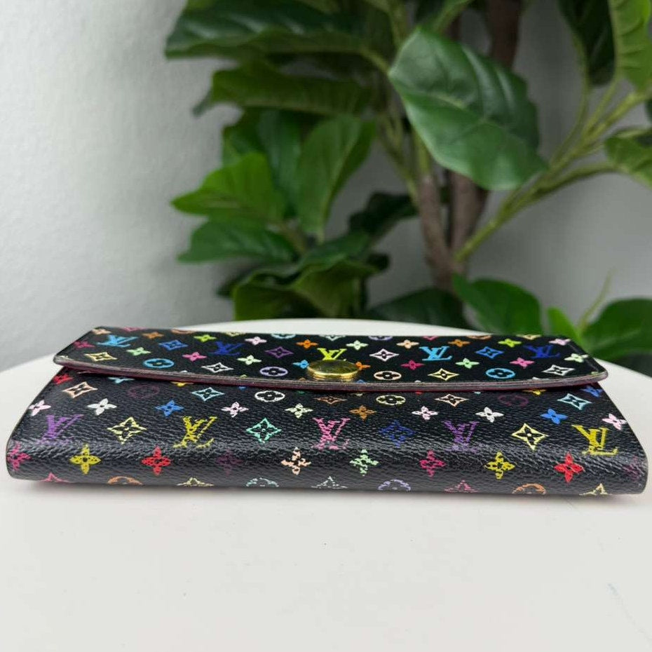 Authentic Louis Vuitton Takashi Murakami Monogram Multicolour Sarah Wallet
