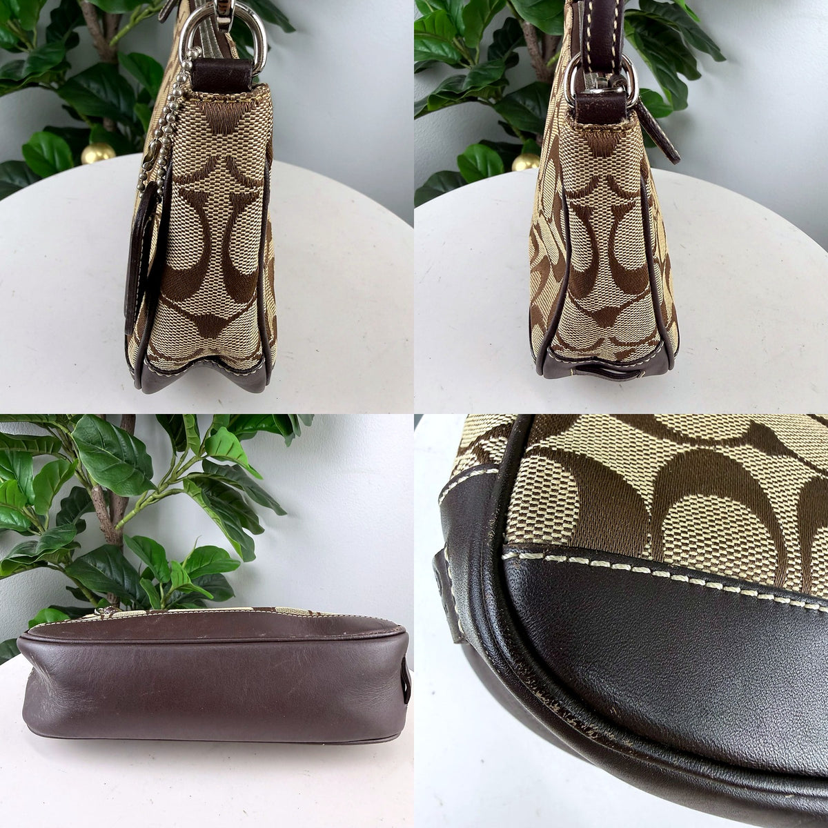 Coach pouch side and accordion gusset detail collage