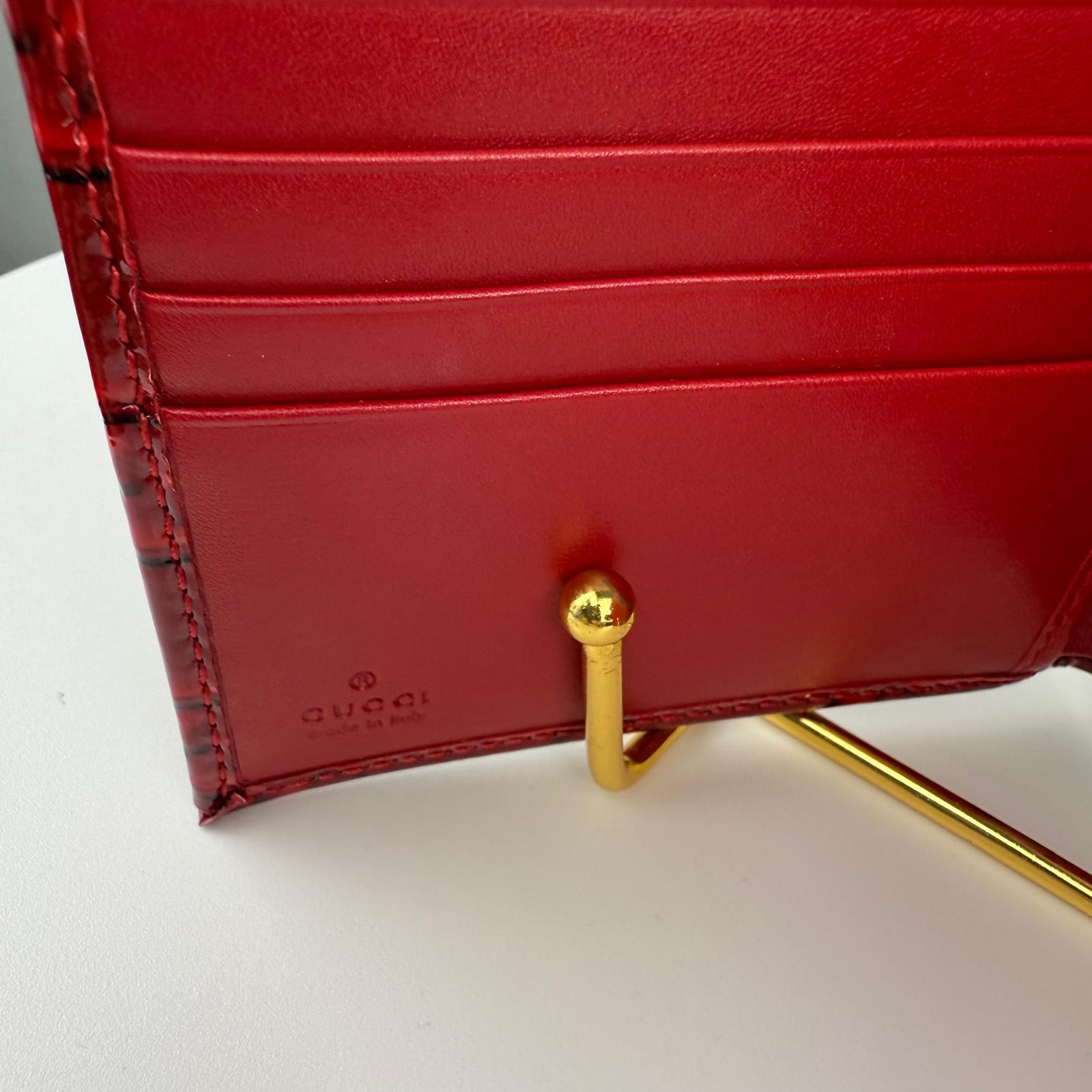 💎Authentic Gucci Red Guccissima Heart Motif Compact Wallet