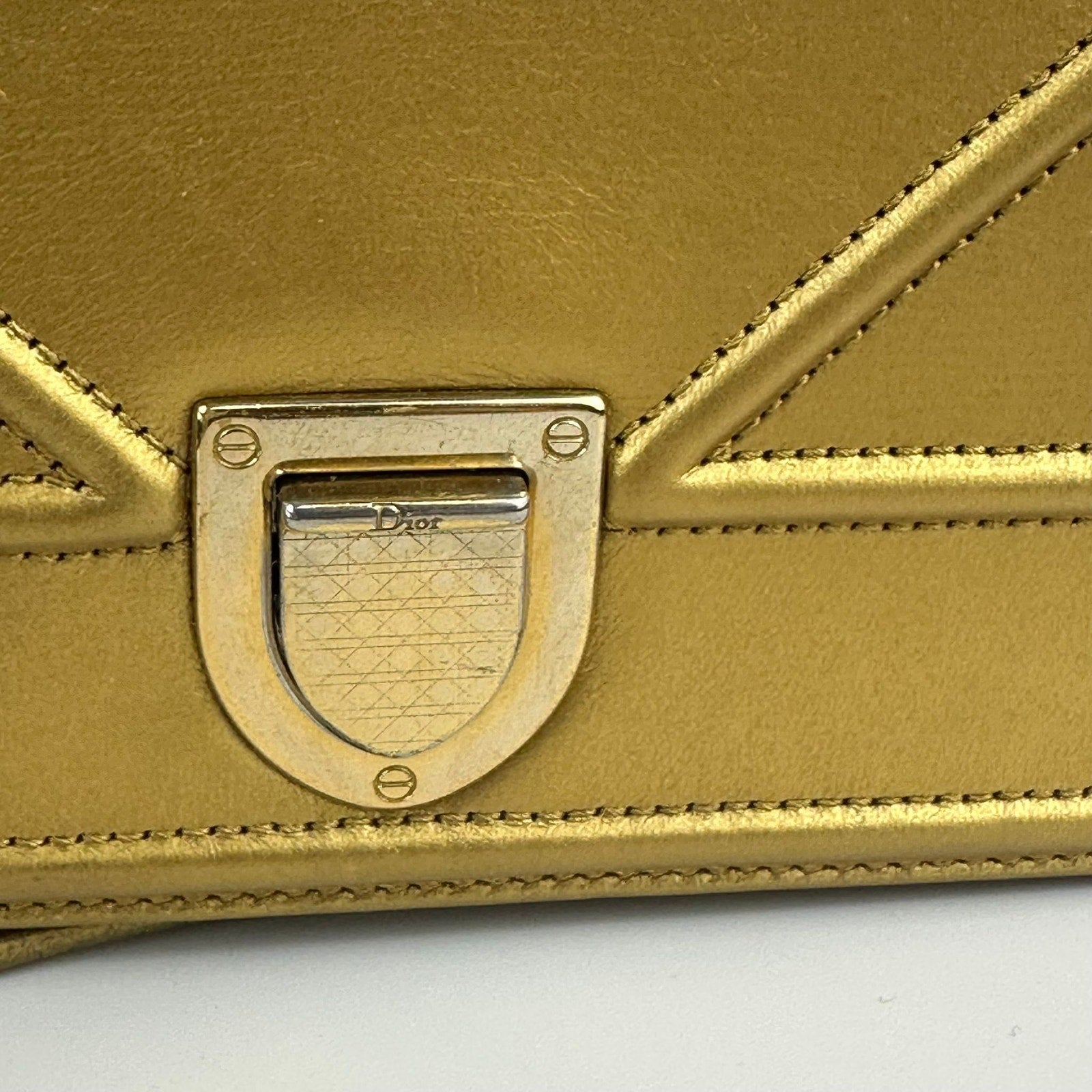 Authentic Dior Diorama Crossbody bag Gold in Leather